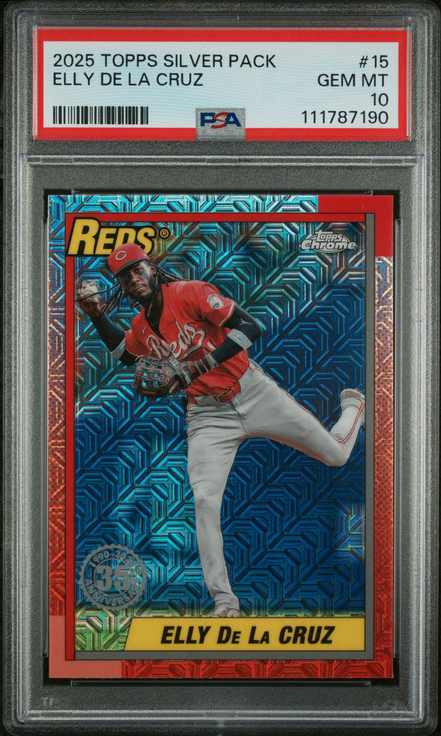 2025 Topps Silver Pack 1990 Chrome Promo 15 Elly De La Cruz PSA 10