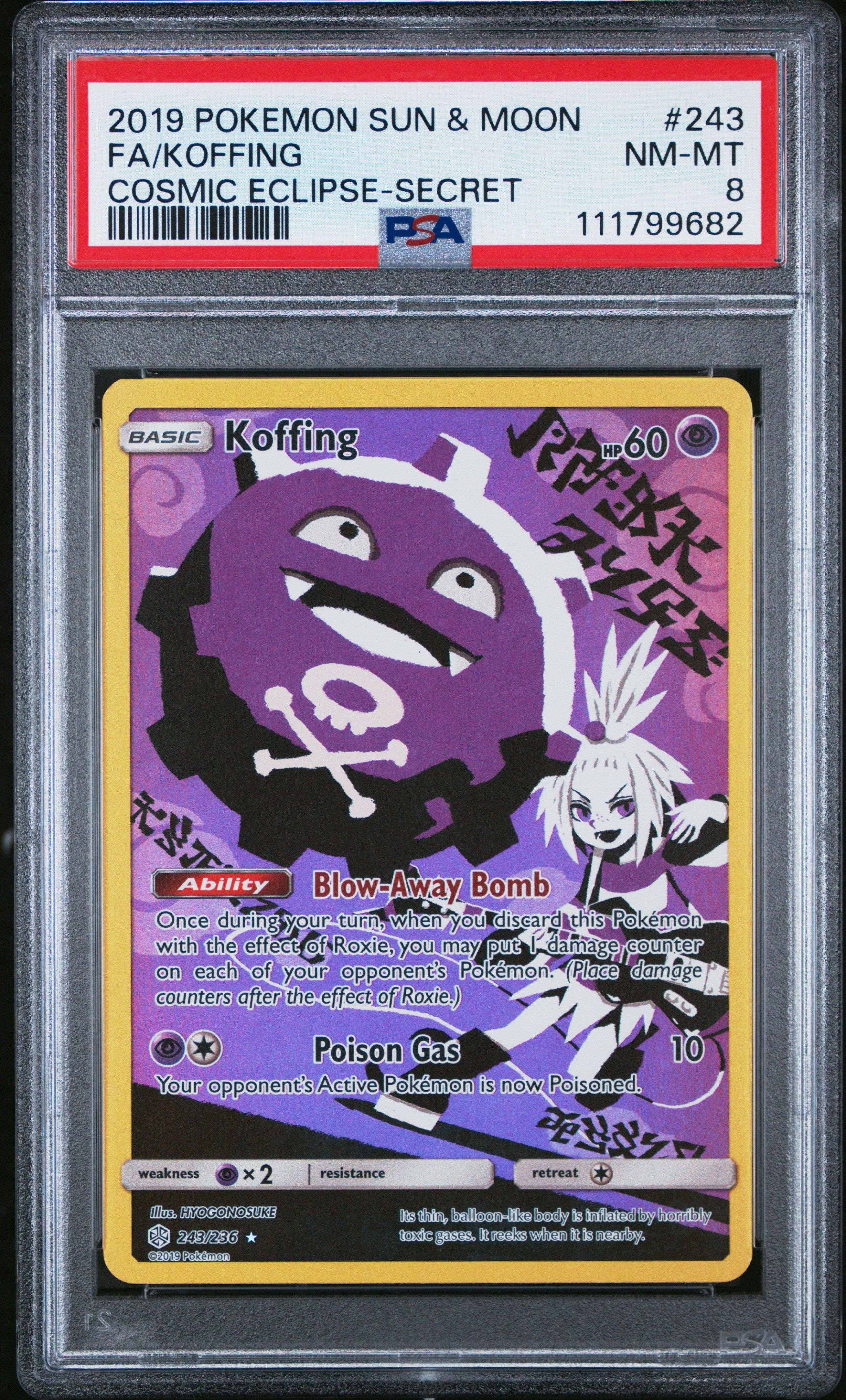 2019 Pokemon Sun & Moon Cosmic Eclipse 243 Full Art/koffing Secret PSA