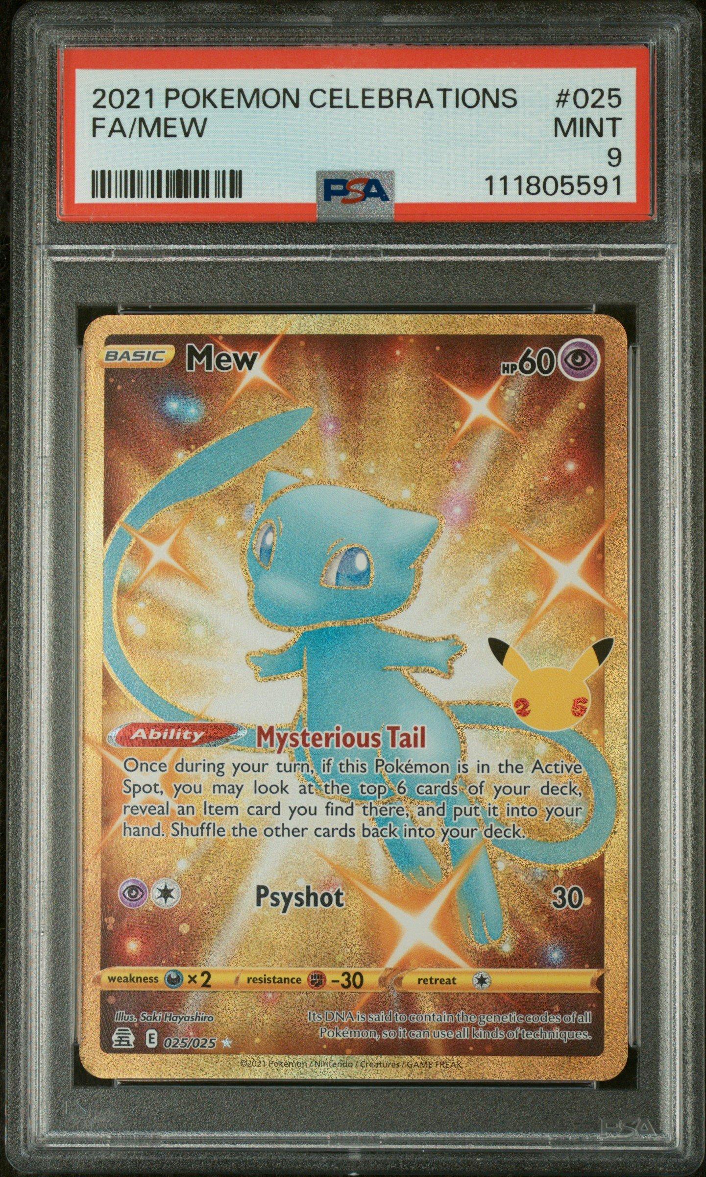 2021 Pokemon Celebrations 025 Full Art/mew PSA 9 Graded Card