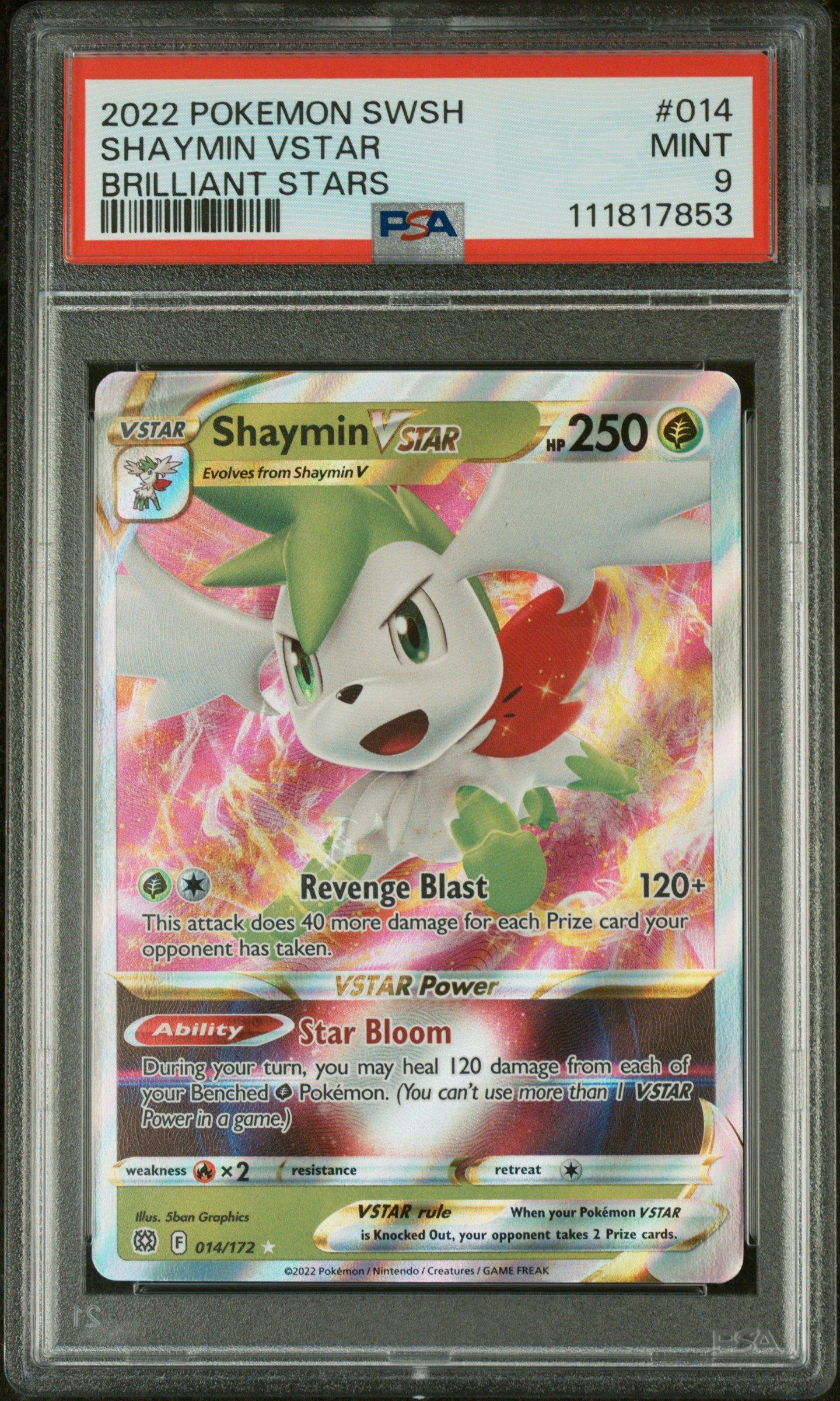 2022 Pokemon Sword & Shield Brilliant Stars 014 Shaymin Vstar PSA 9