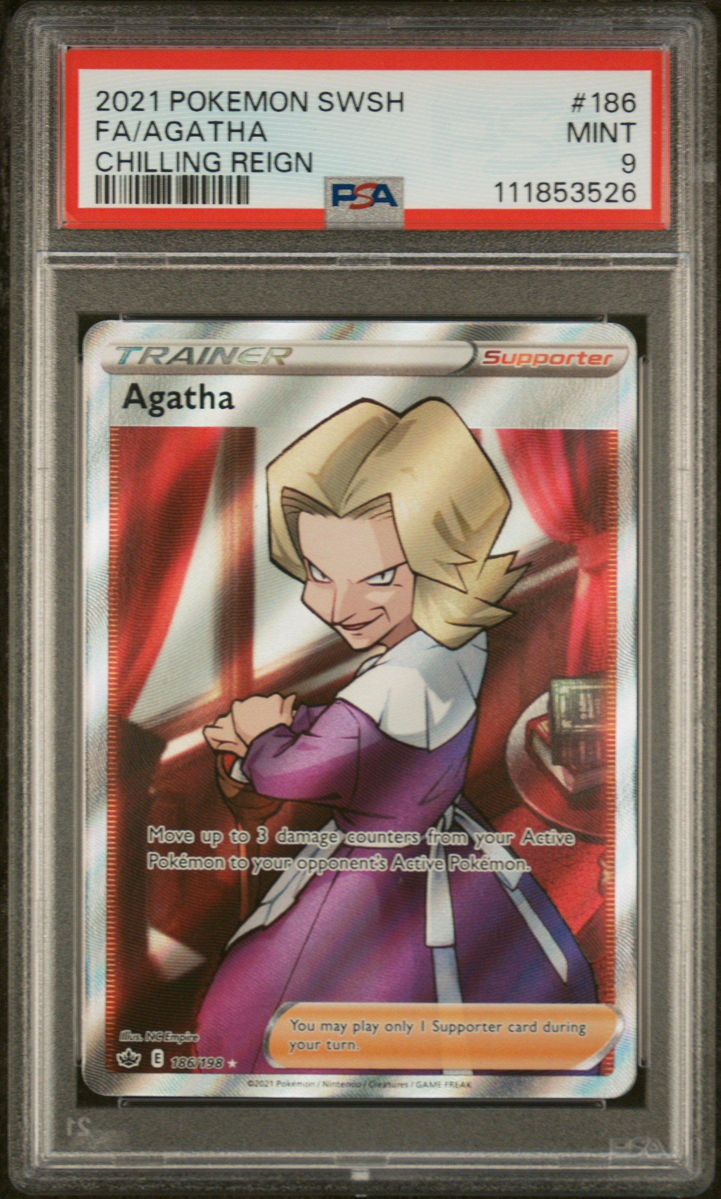 2021 Pokemon Sword & Shield Chilling Reign 186 Full Art/agatha PSA