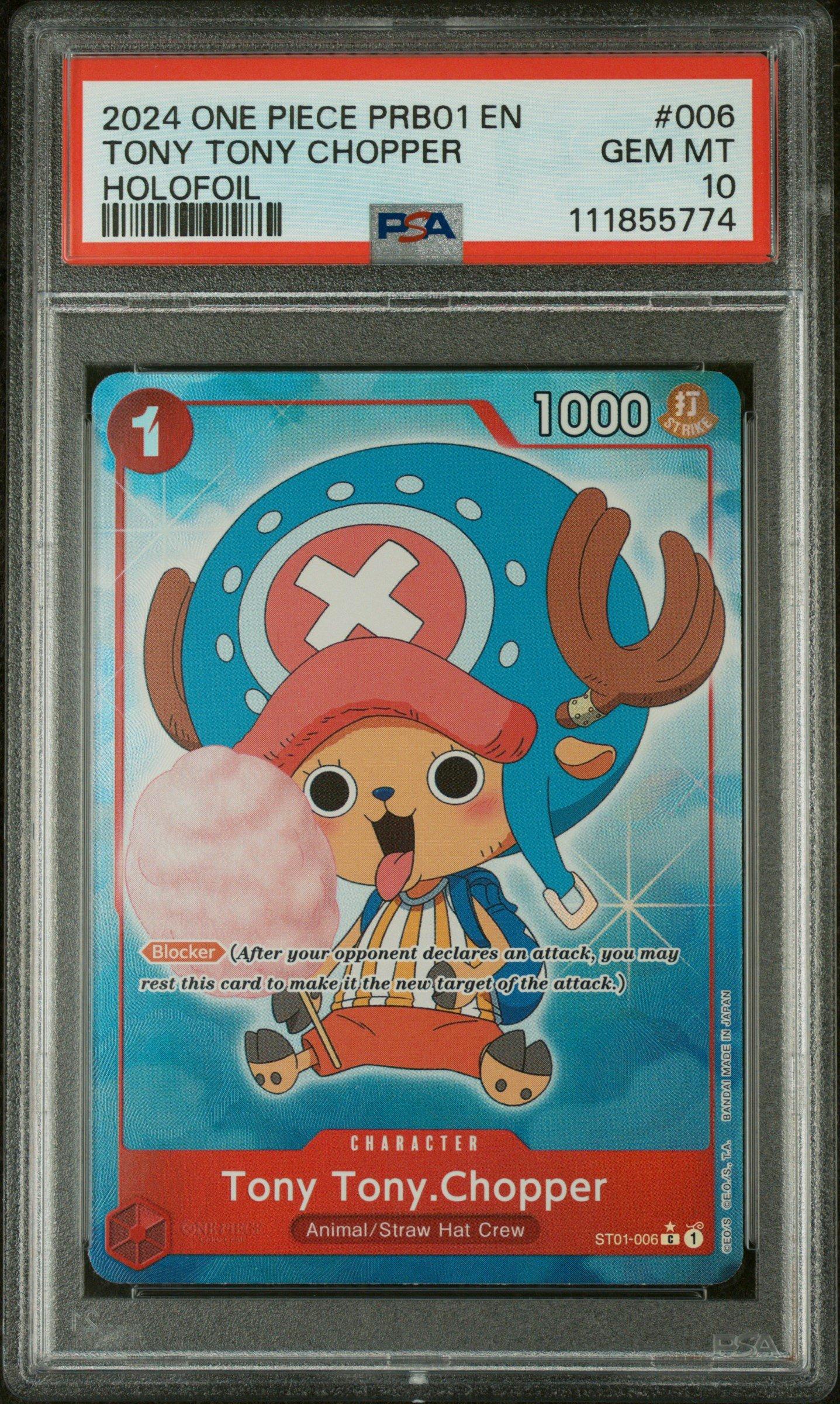 2024 One Piece Prb01-premium Booster -one Piece Card The Best- 006 Tony Tony Chopper Holofoil PSA 10