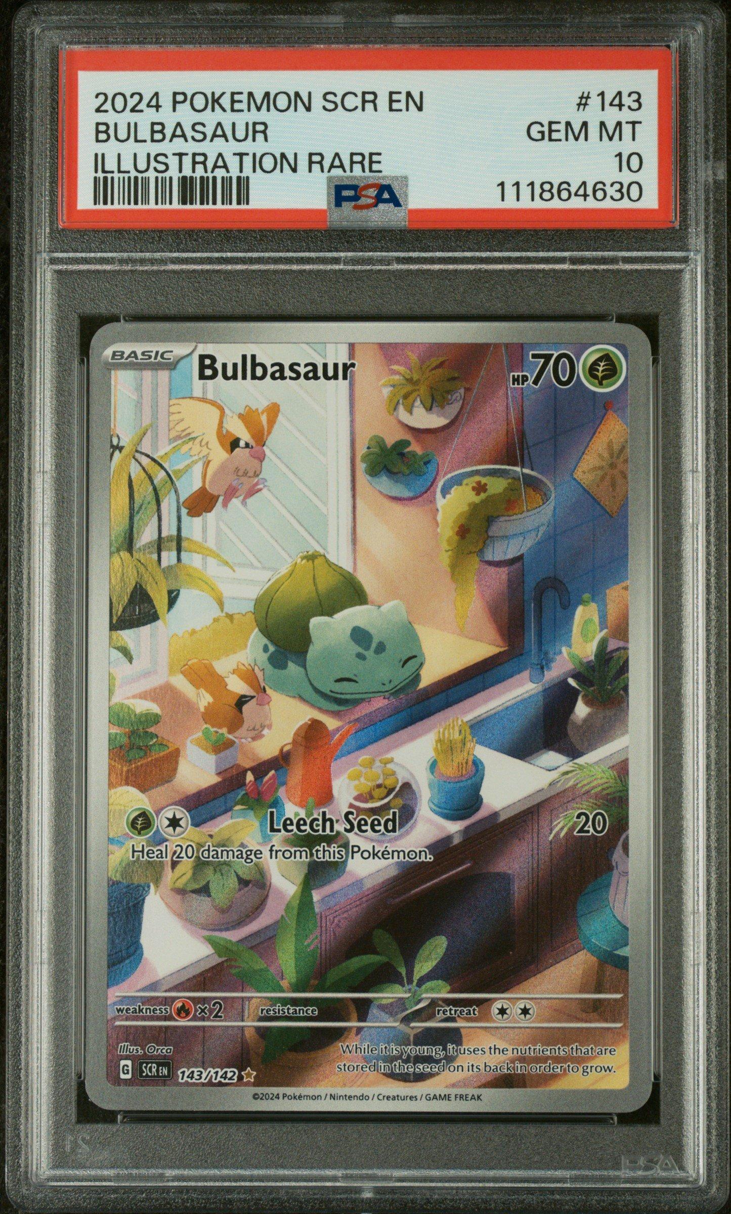2024 Pokemon Scr En-stellar Crown 143 Bulbasaur Illustration Rare PSA 10  Graded Card | GameStop