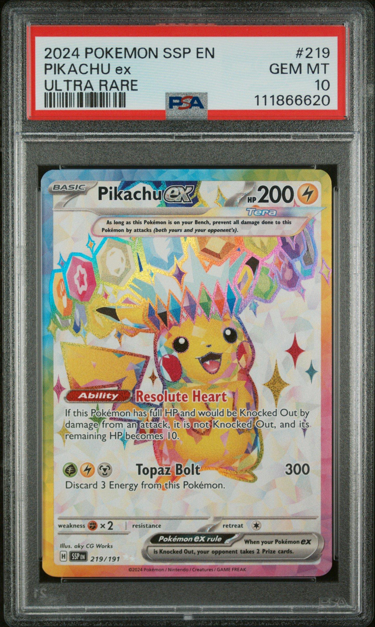2024 ピカチュウ ex SAR PSA10 2024 Pokemon Ssp En-surging Sparks 219 Pikachu Ex Ultra Rare PSA