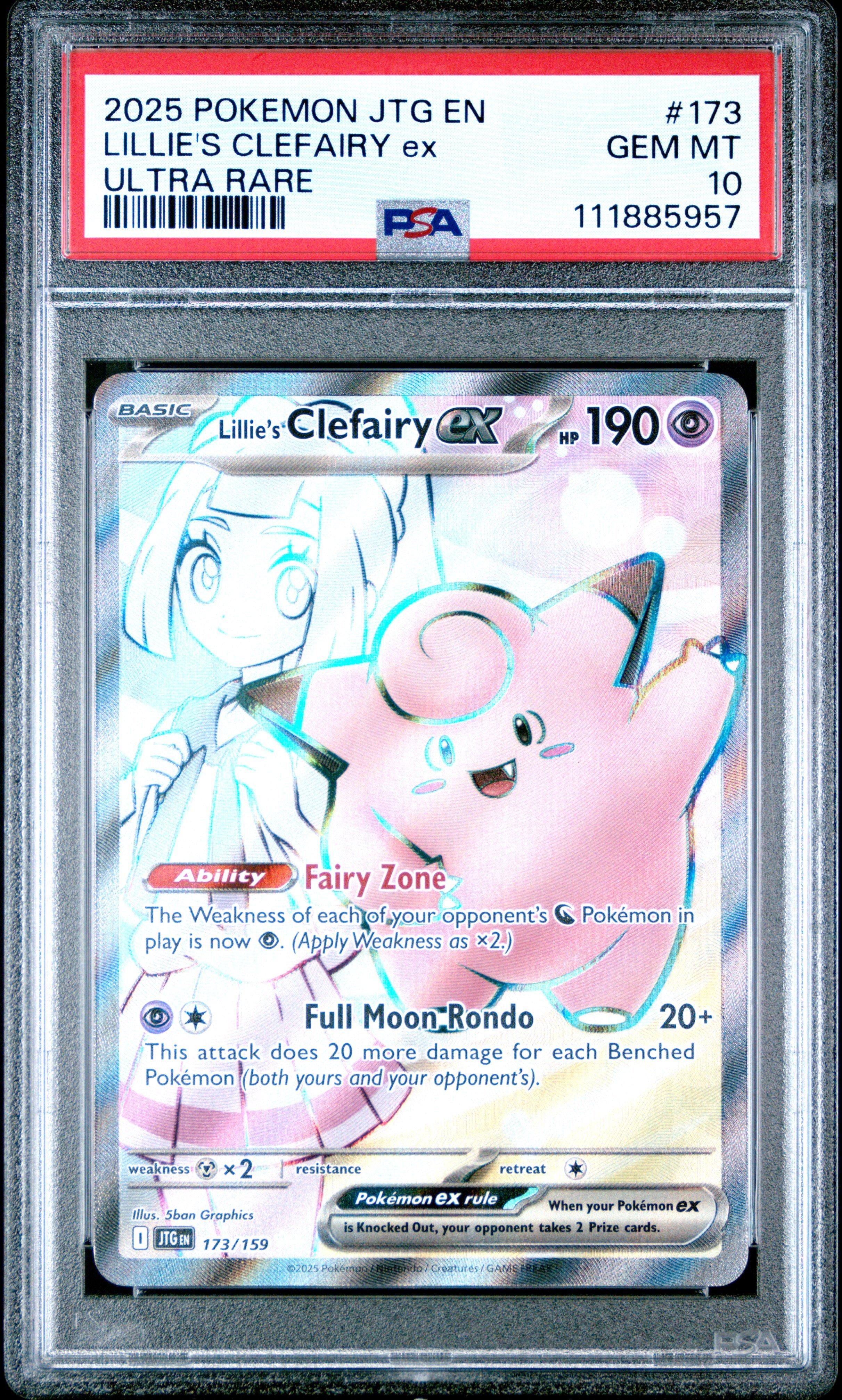 2025 Pokemon Jtg En-journey Together 173 Lillie's Clefairy Ex Ultra Rare PSA