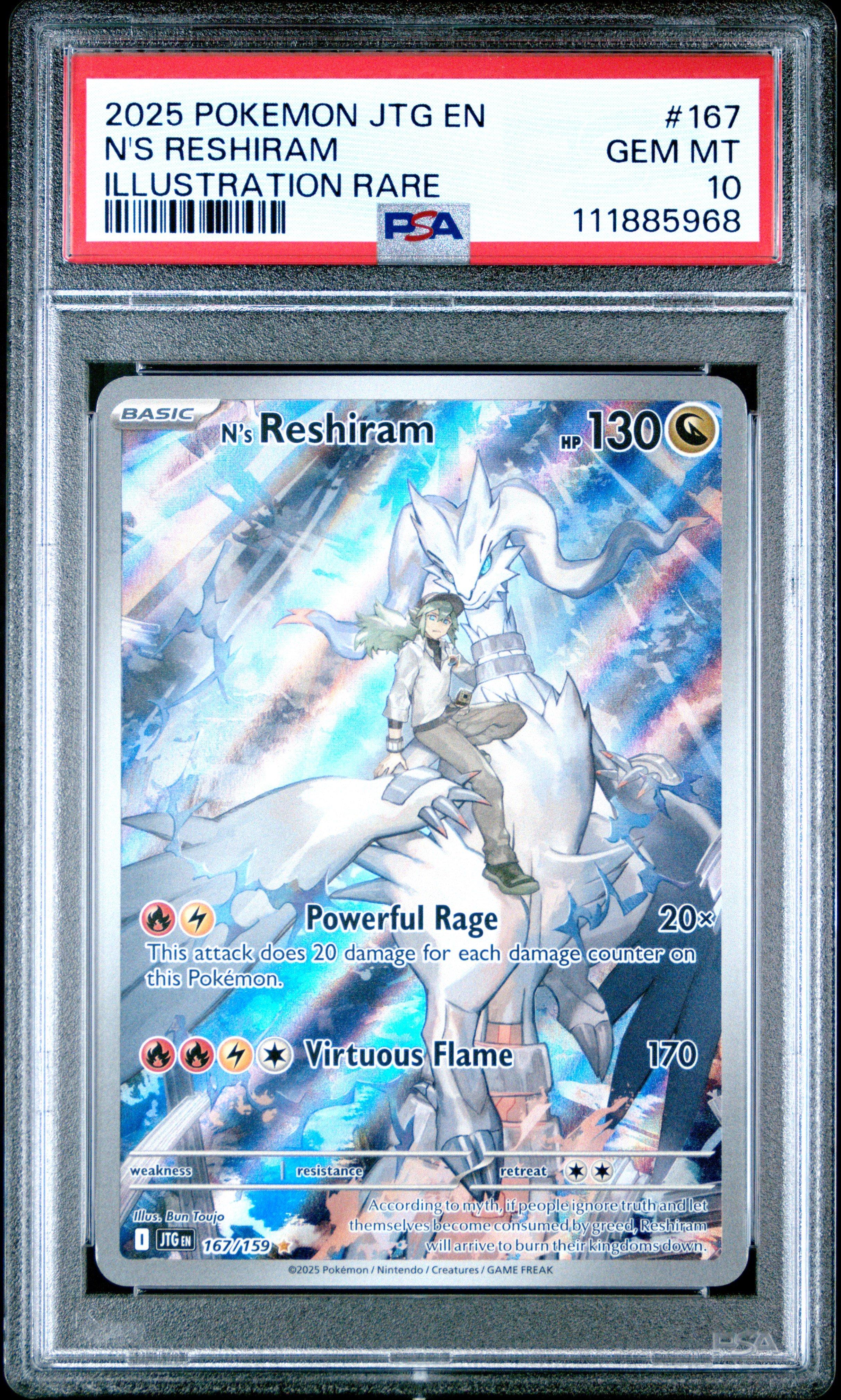 2025 Pokemon Jtg En-journey Together 167 N's Reshiram Illustration Rare PSA