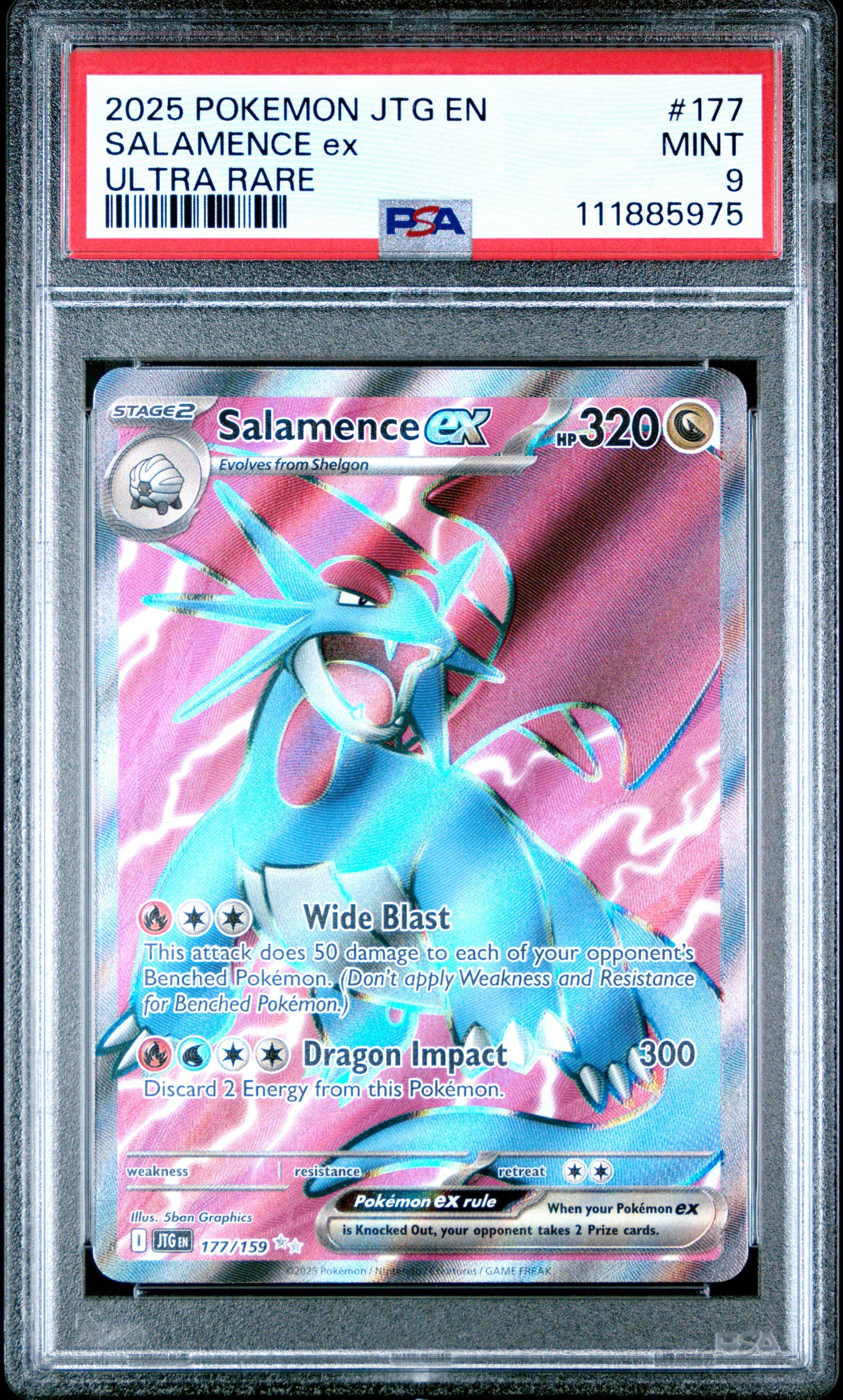 2025 Pokemon Jtg En-journey Together 177 Salamence Ex Ultra Rare PSA