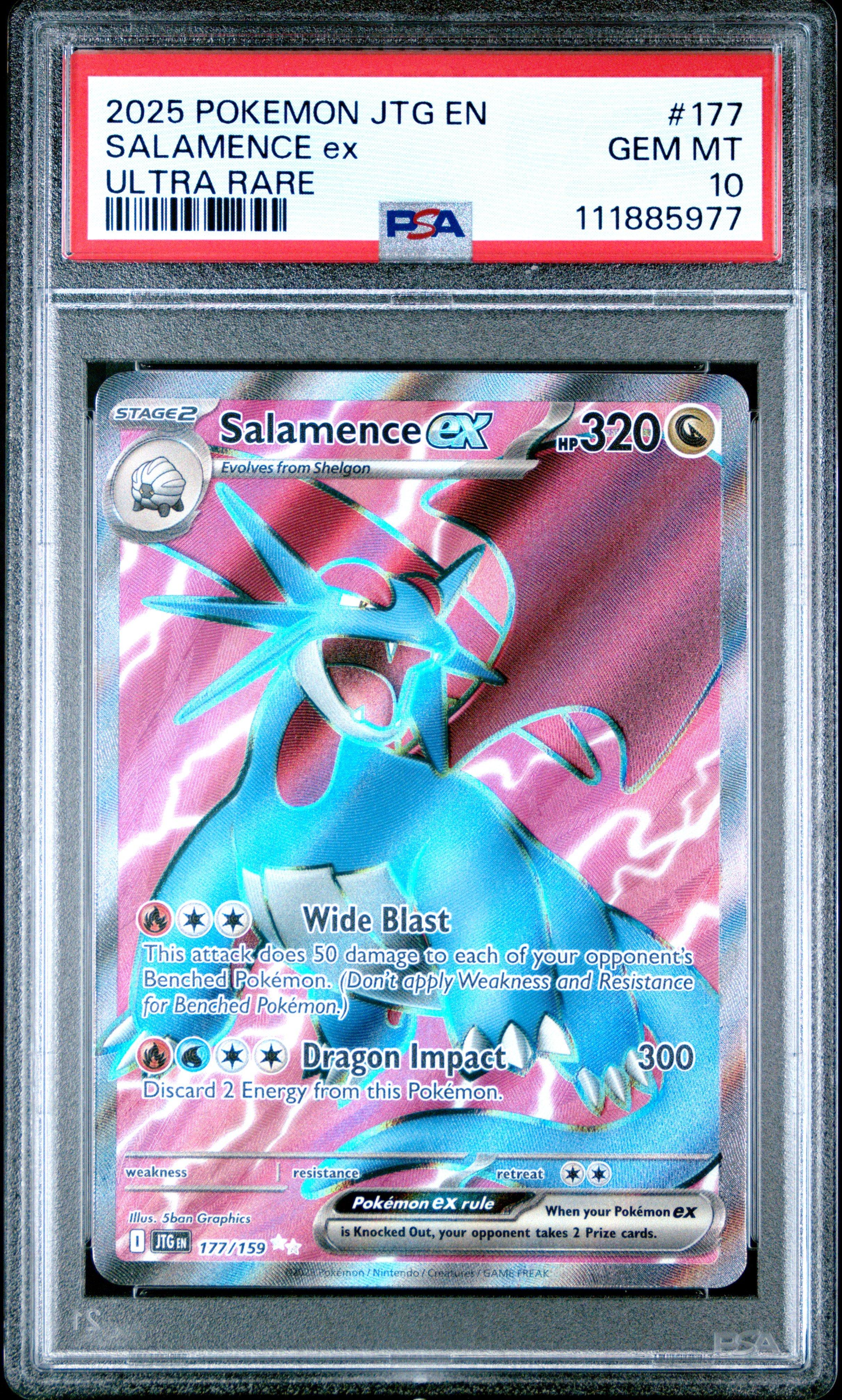 2025 Pokemon Jtg En-journey Together 177 Salamence Ex Ultra Rare PSA