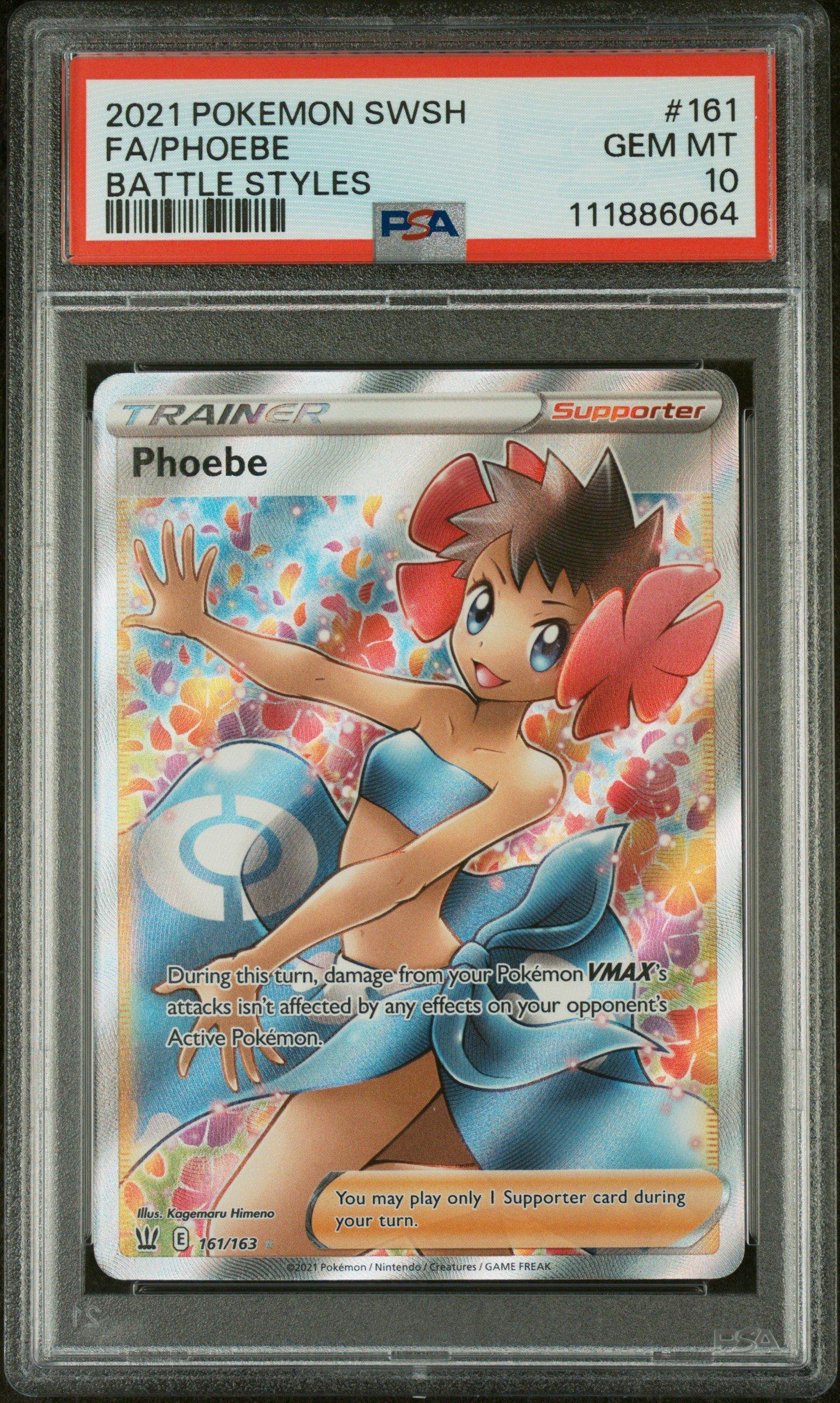 2021 Pokemon Sword & Shield Battle Styles 161 Full Art/phoebe PSA 10
