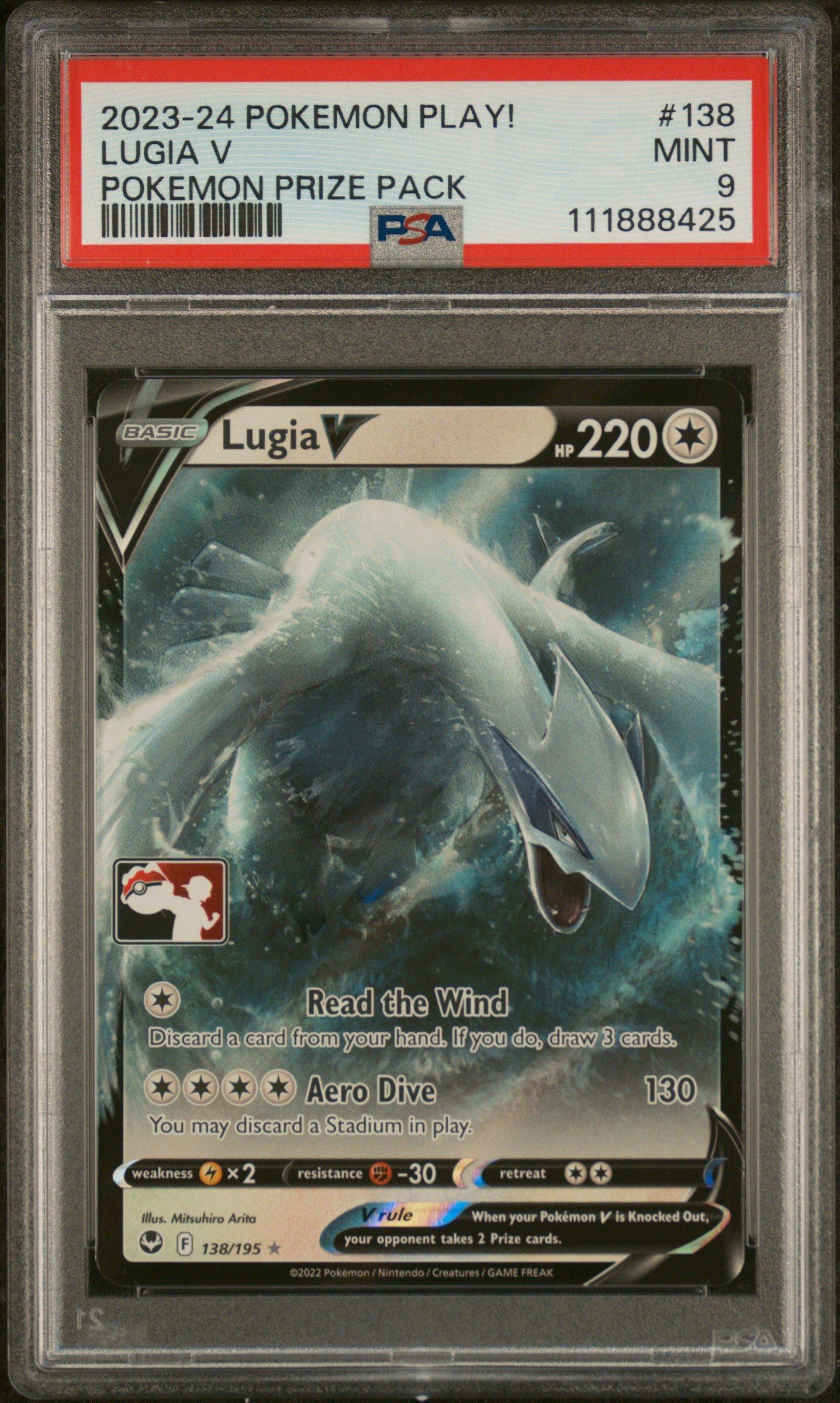 2023-2024 Pokemon Play! Pokemon Prize Pack 138 Lugia V PSA 9