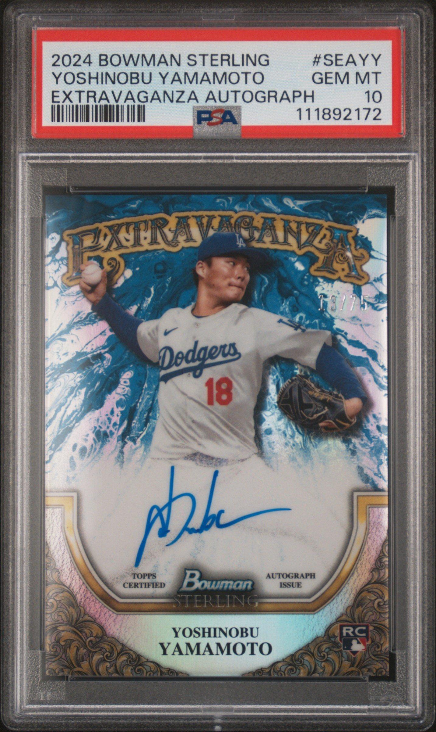 2024 Bowman Sterling Sterling Extravaganza Autographs Seayy Yoshinobu Yamamoto PSA 10