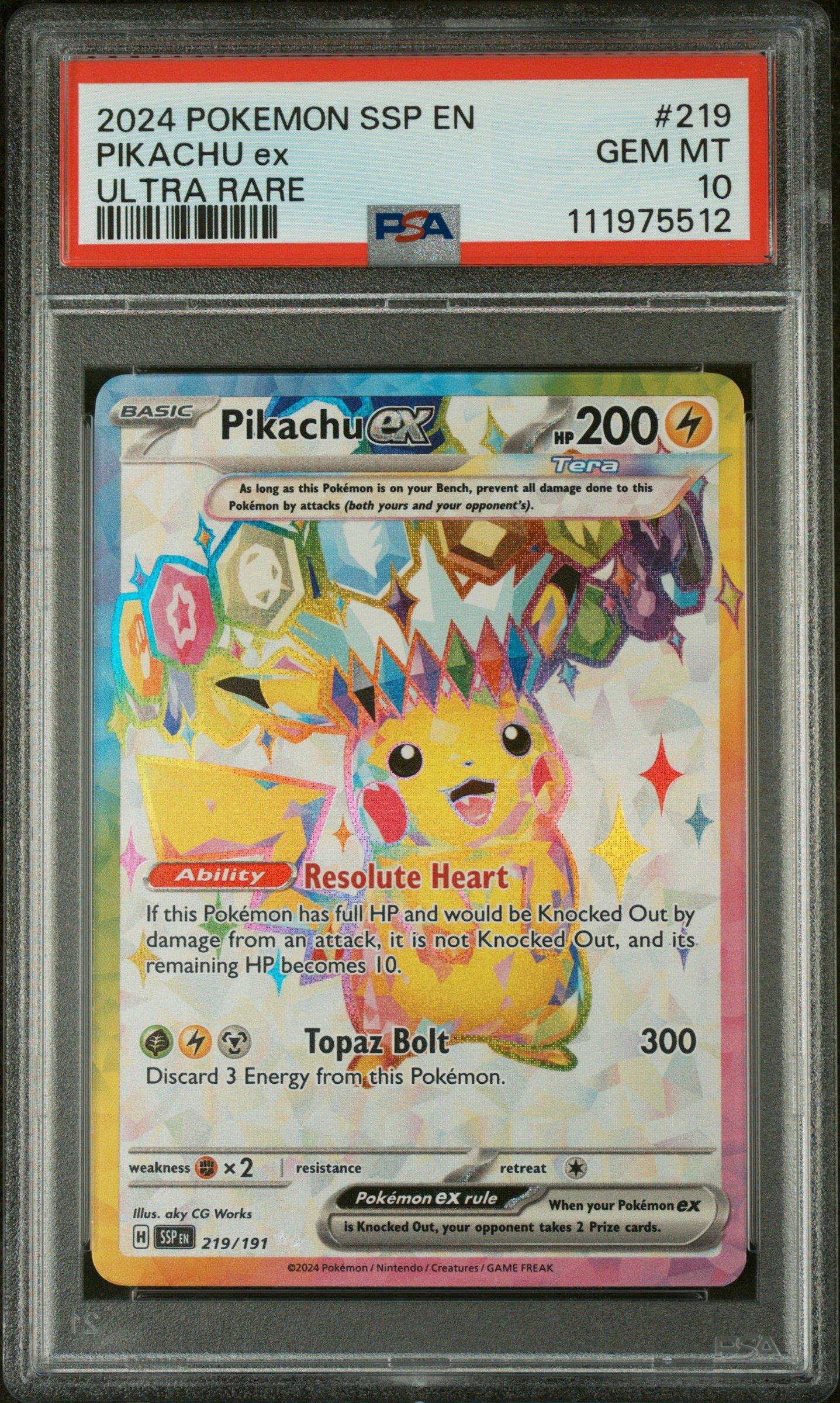 2024 Pokemon Ssp En-surging Sparks 219 Pikachu Ex Ultra Rare PSA