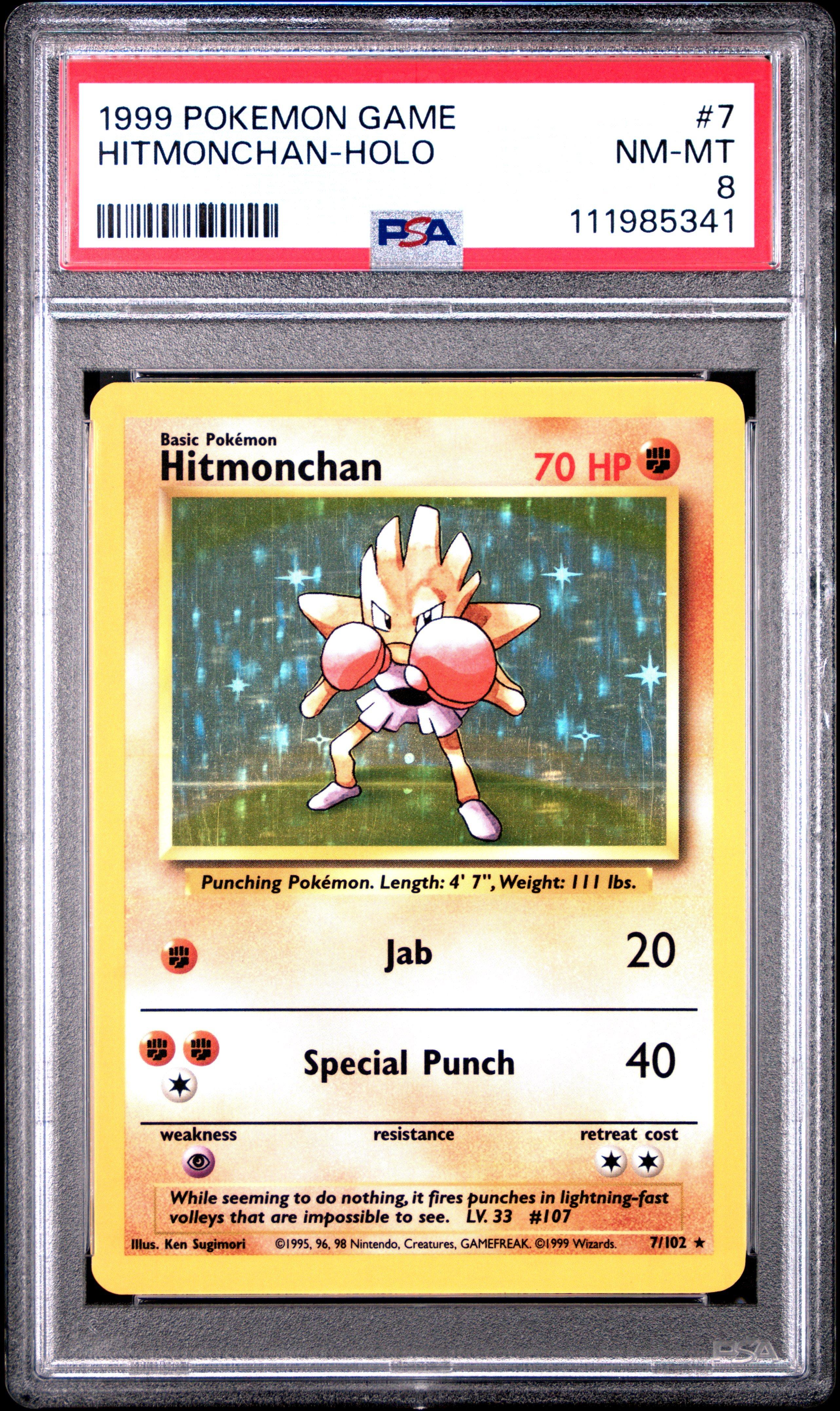 1999 Pokemon Game 7 Hitmonchan-holo PSA 8
