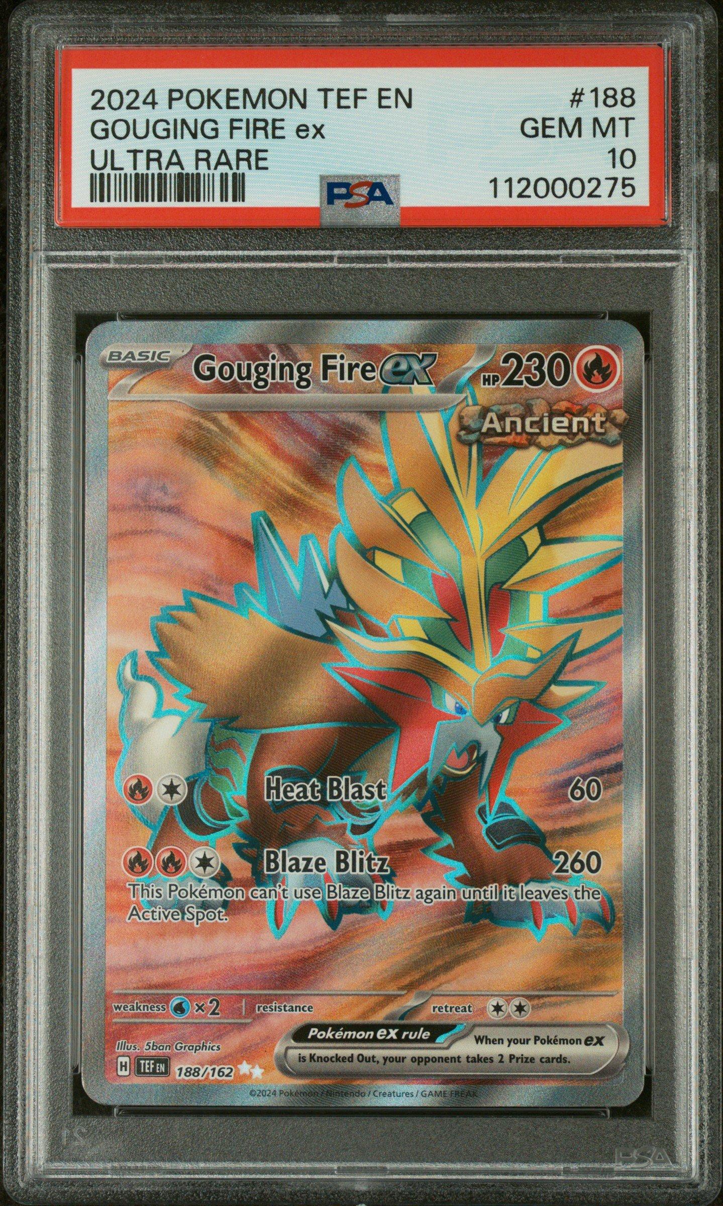 2024 Pokemon Tef En-temporal Forces 188 Gouging Fire Ex Ultra Rare PSA