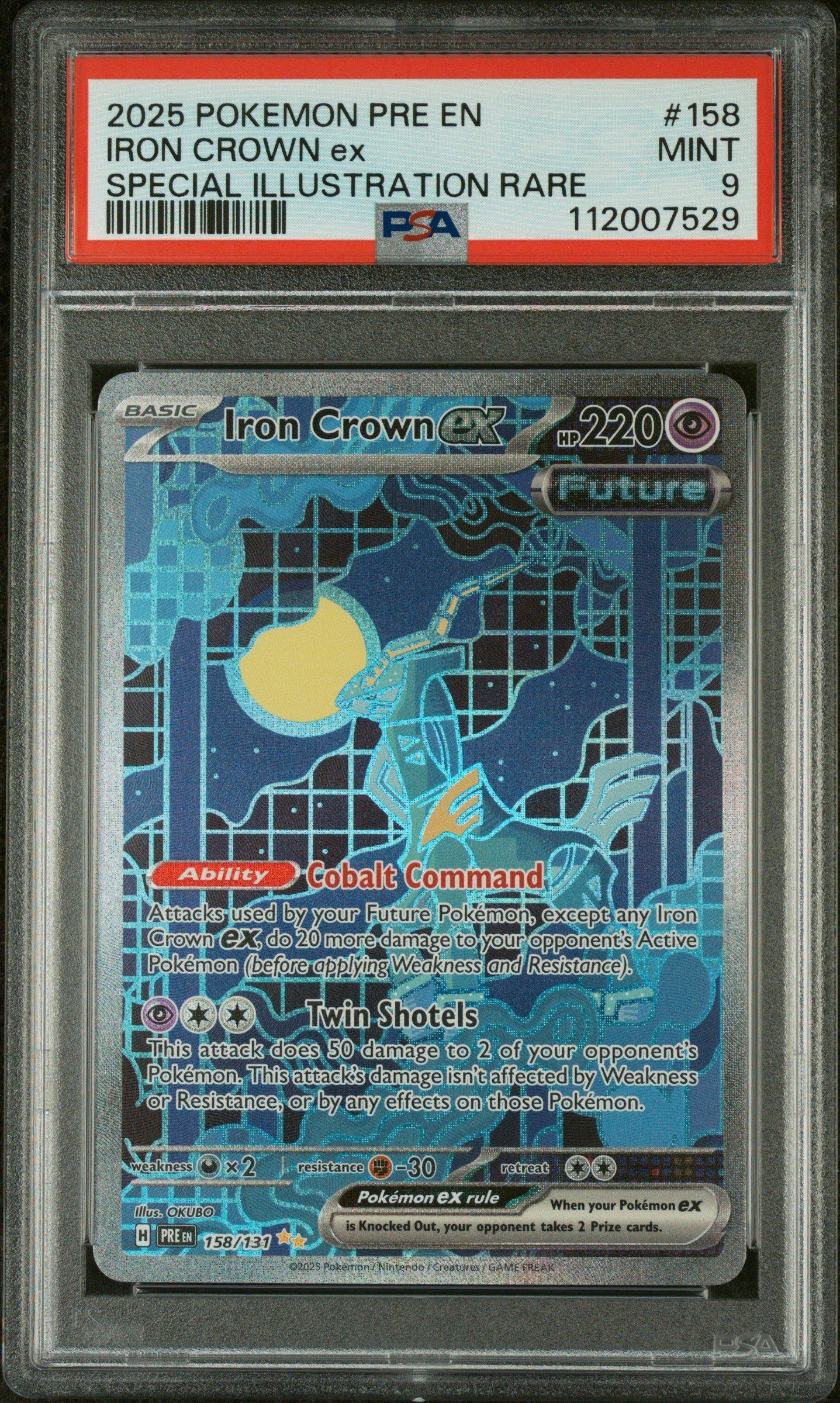 2025 Pokemon Pre En-prismatic Evolutions 158 Iron Crown Ex Special  Illustration Rare PSA 9 Graded Card | GameStop