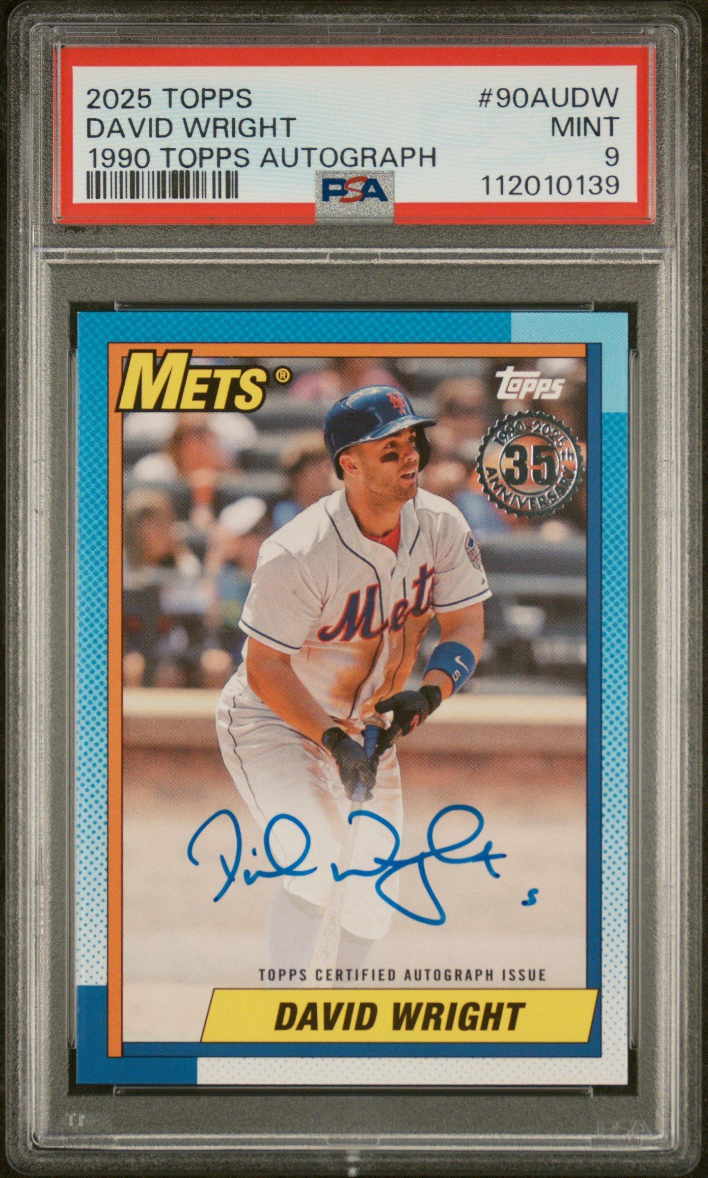 2025 Topps 1990 Topps Baseball Autographs 90audw David Wright PSA 9