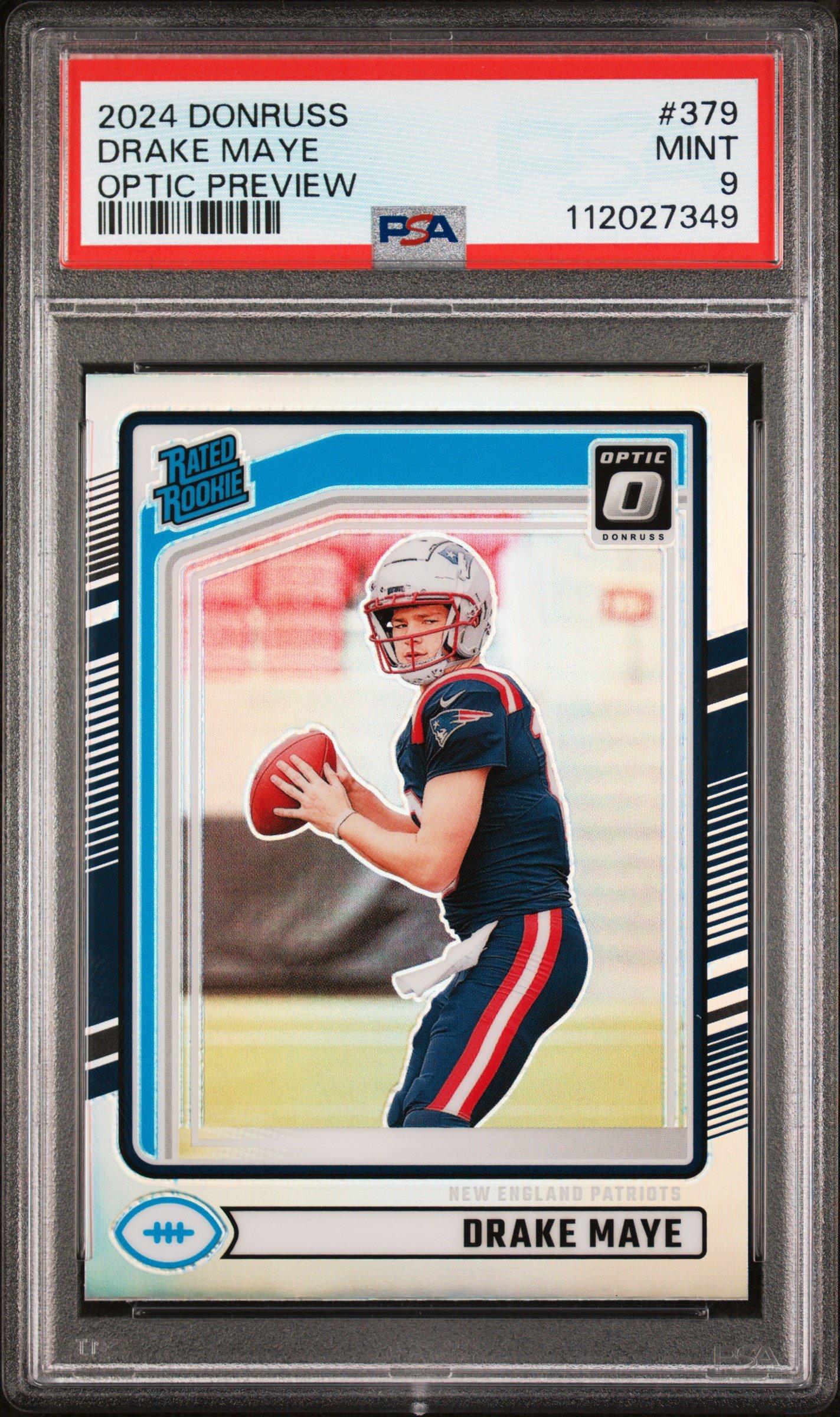 2024 Panini Donruss 379 Drake Maye Optic Preview PSA 9