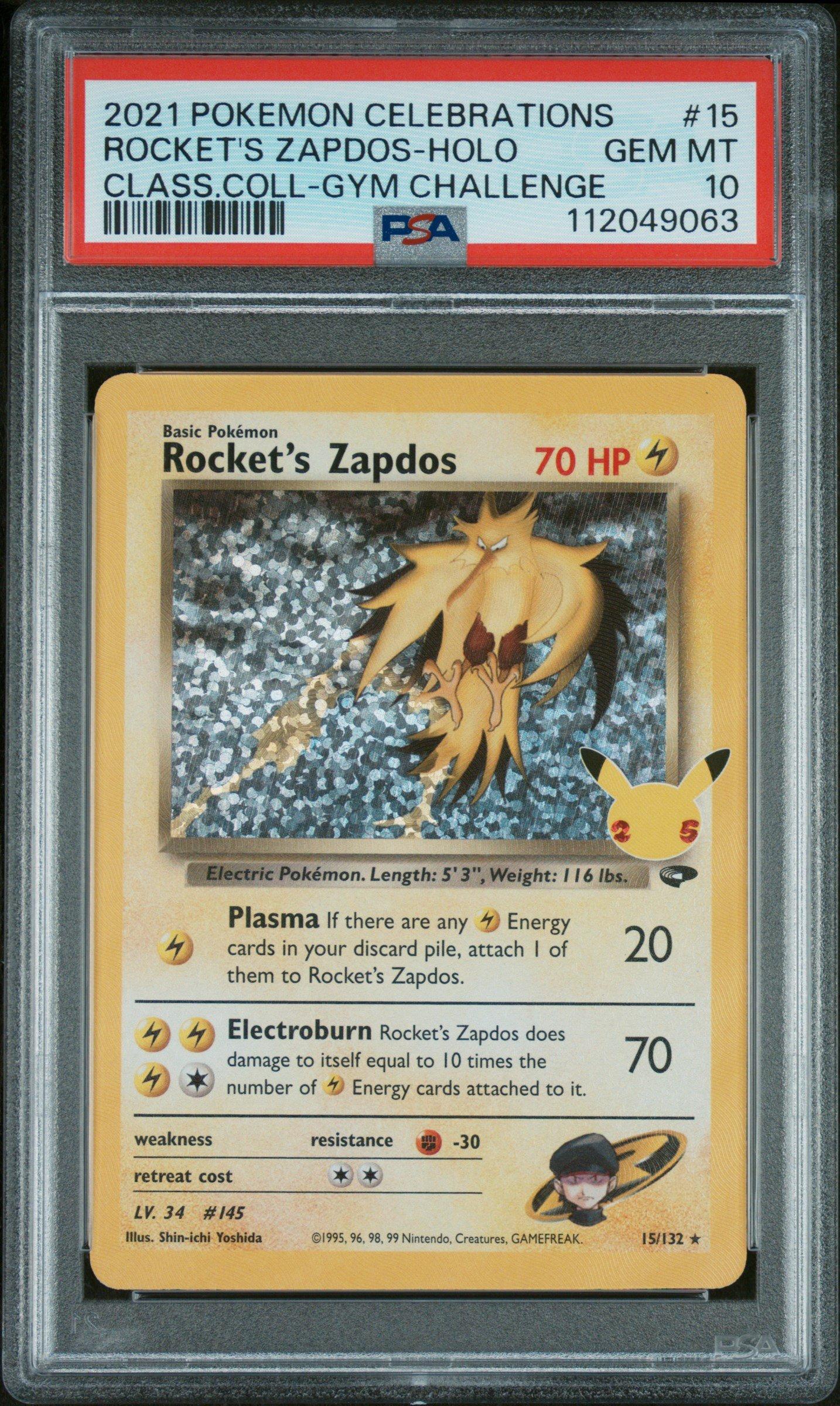 2021 Pokemon Celebrations Classic Collection 15 Rocket's Zapdos-holo PSA 10