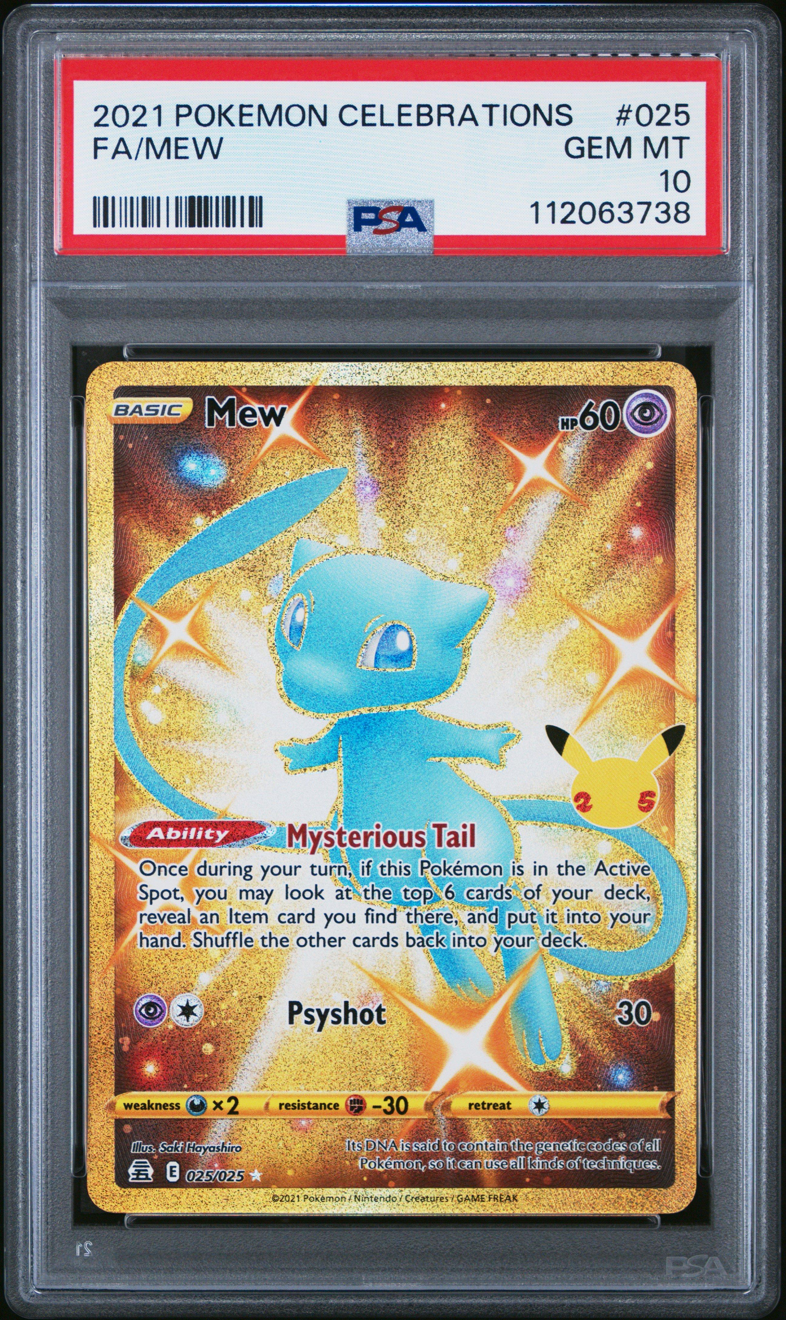 2021 Pokemon Celebrations 025 Full Art/mew PSA 10 Graded Card