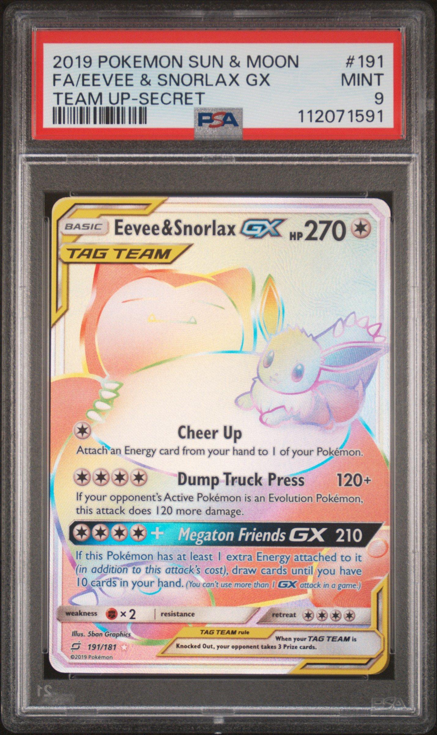 2019 Pokemon Sun & Moon Team Up 191 Full Art/eevee & Snorlax Gx