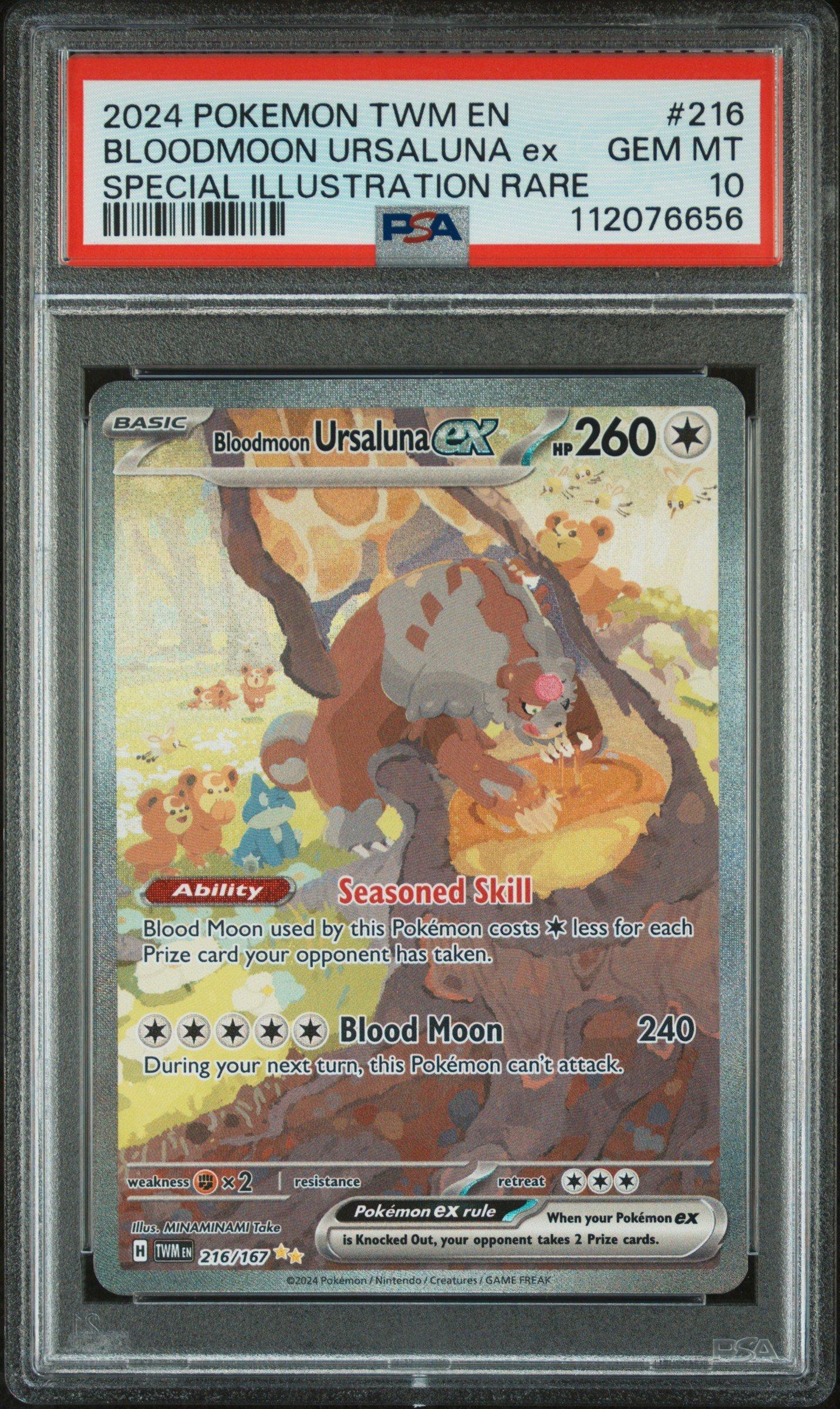 bloodmoon ursaluna ex pokemon card 168/131 SV Prismatic Evolutions Extended Art Case Weakness / Resistance / Retreat Cost 2024 Pokemon Twm En-twilight Masquerade