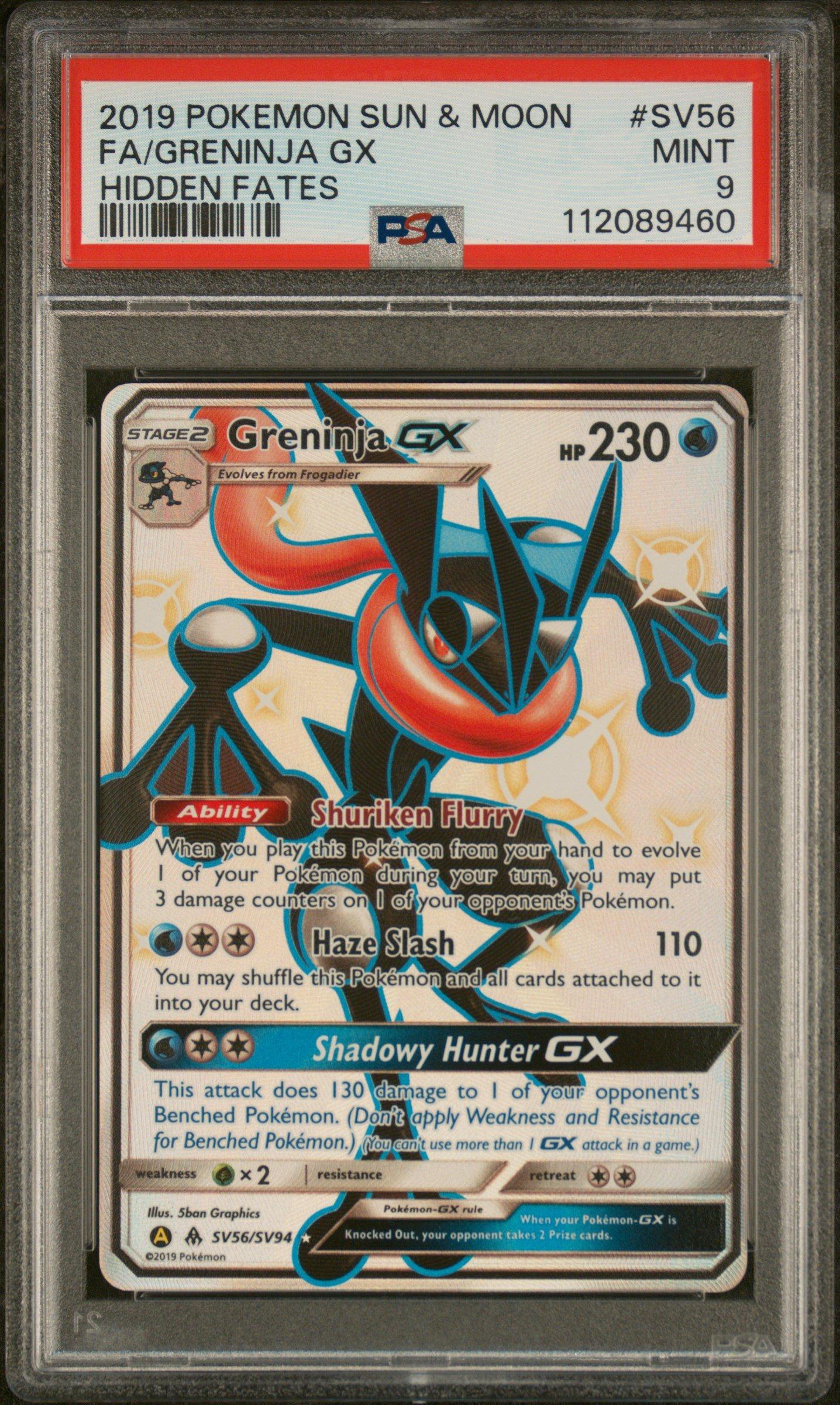 2019 Pokemon Sun & Moon Hidden Fates Sv56 Full Art/greninja Gx PSA