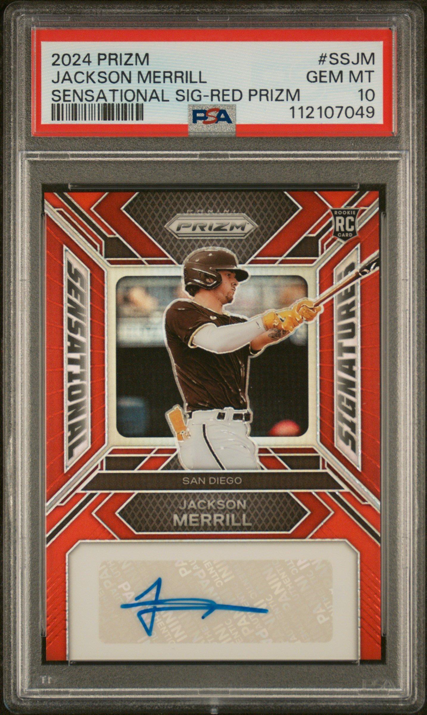 2024 Panini Prizm Sensational Signatures Ssjm Jackson Merrill Prizm PSA 10