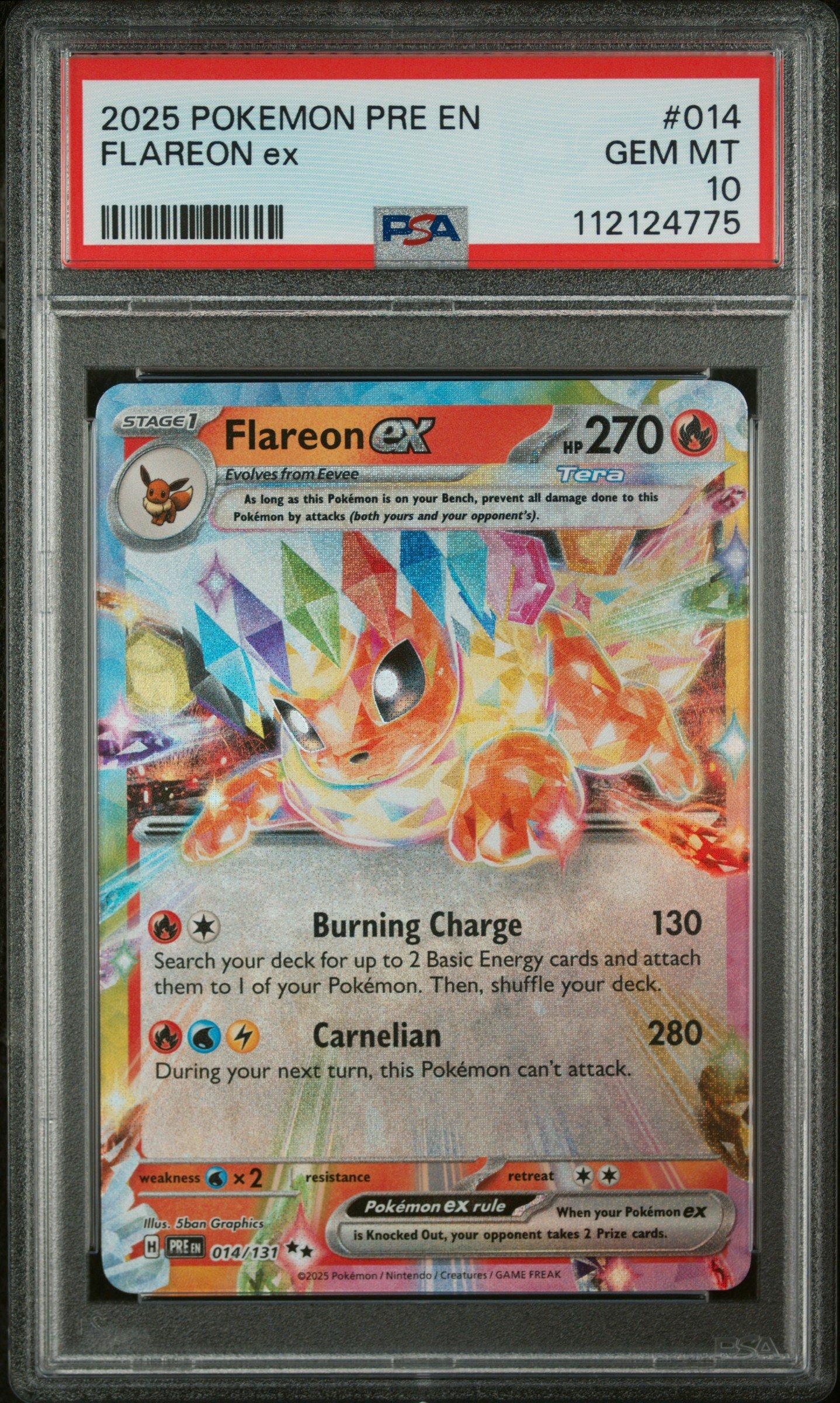 2025 Pokemon Pre En-prismatic Evolutions 014 Flareon Ex PSA 10