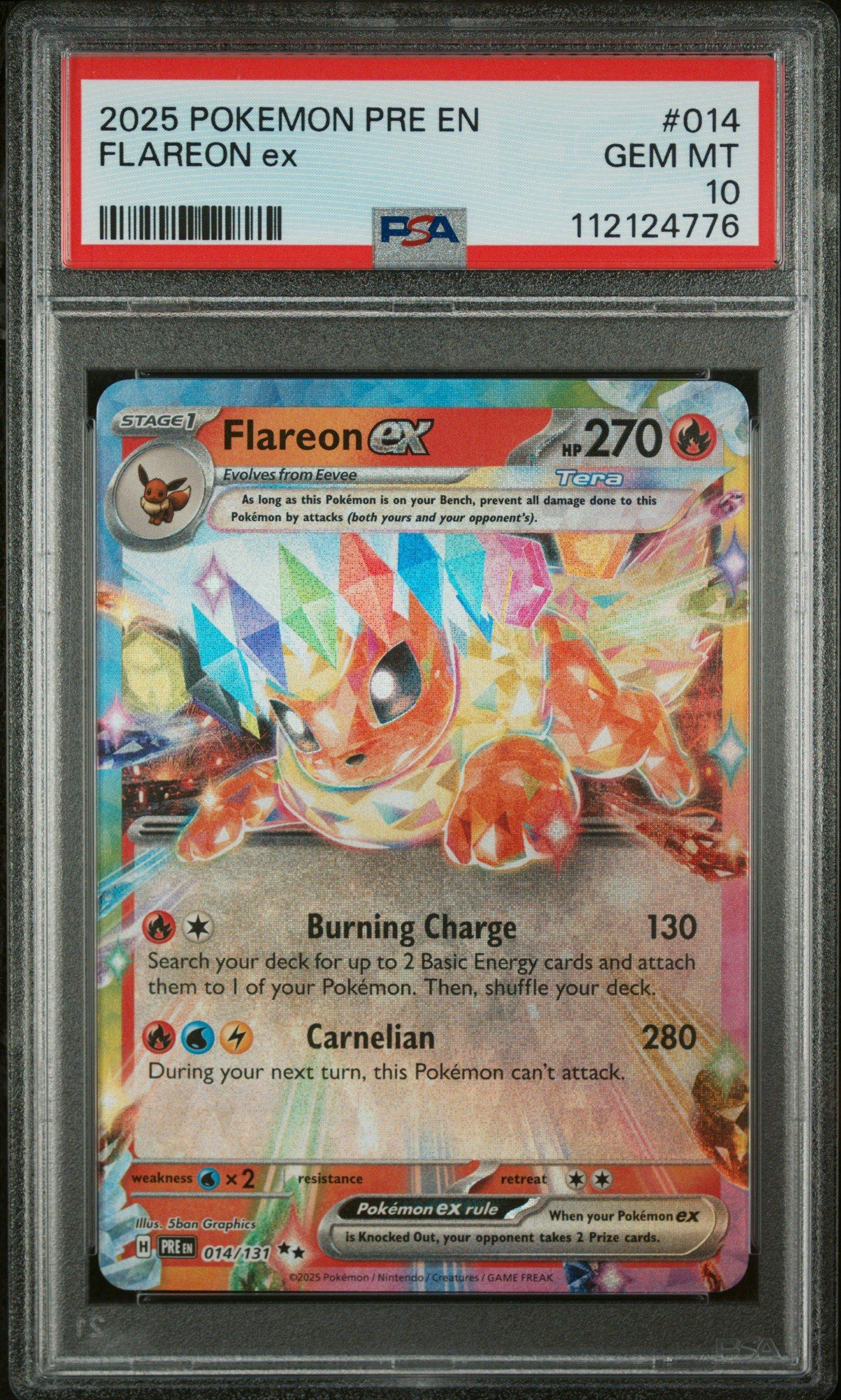 2025 Pokemon Pre En-prismatic Evolutions 014 Flareon Ex PSA 10