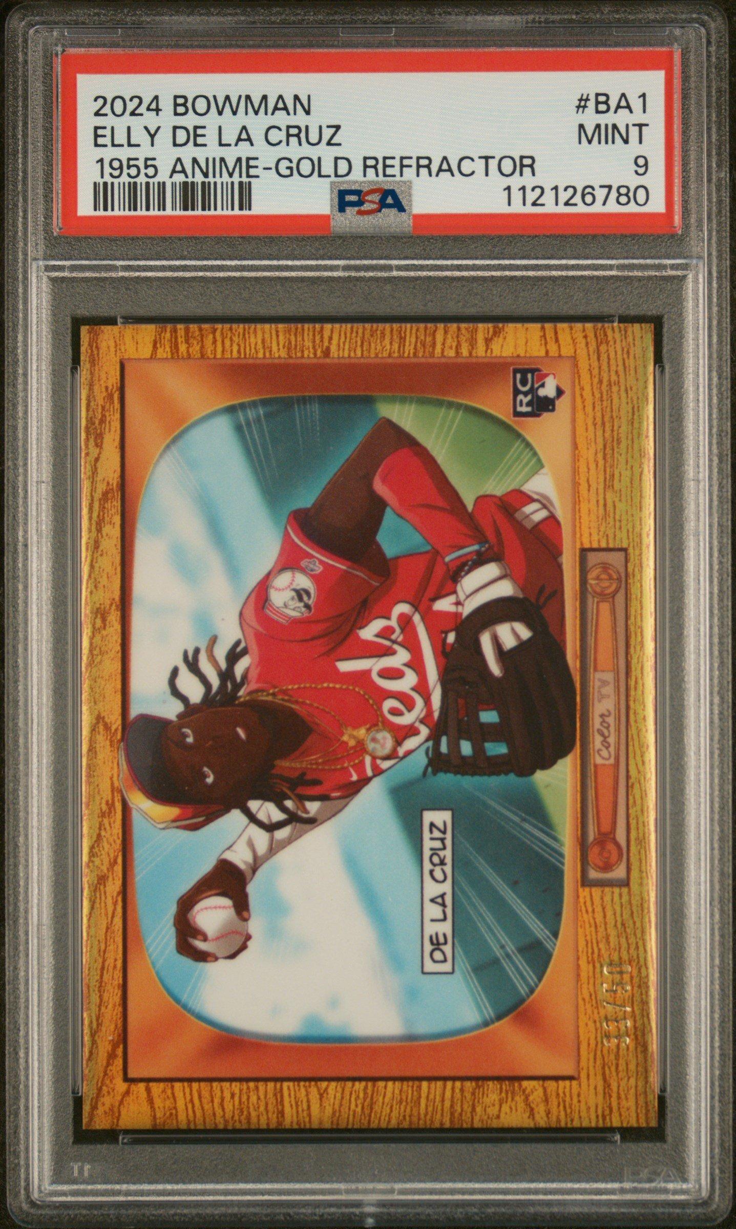 2024 Bowman 1955 Bowman Anime Ba1 Elly De La Cruz Gold Refractor PSA 9