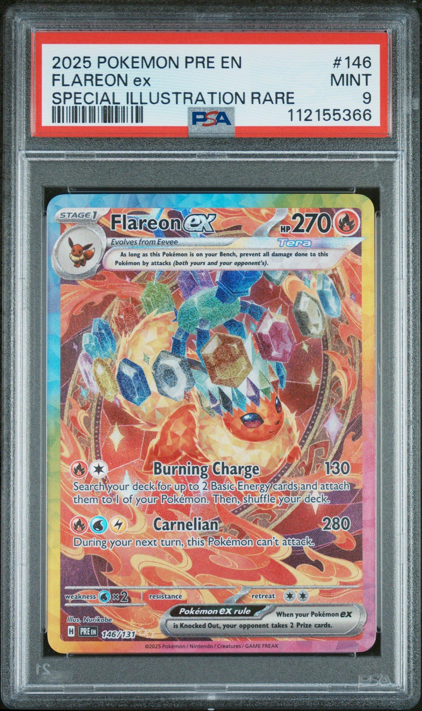 2025 Pokemon Pre En-Prismatic Evolutions 146 Flareon Ex Special Illustration Rare PSA 9