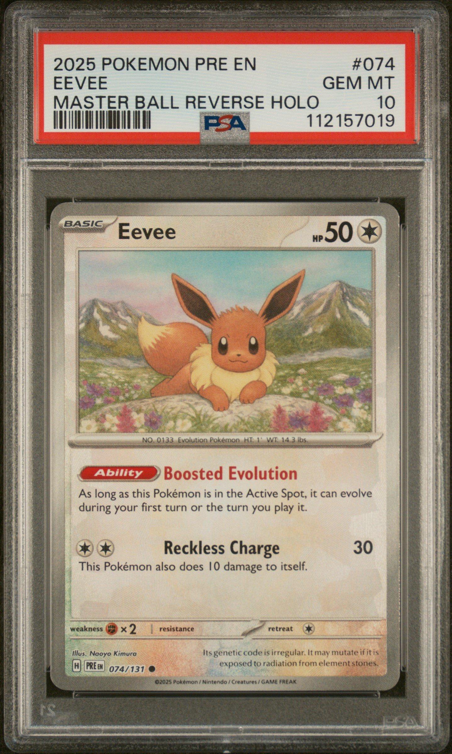 2025 Pokemon Pre En-prismatic Evolutions 074 Eevee Master Ball