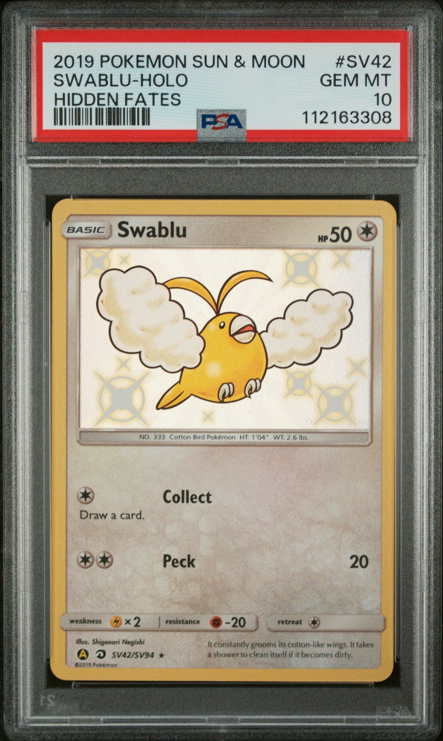 2019 Pokemon Sun & Moon Hidden Fates Sv42 Swablu-holo PSA