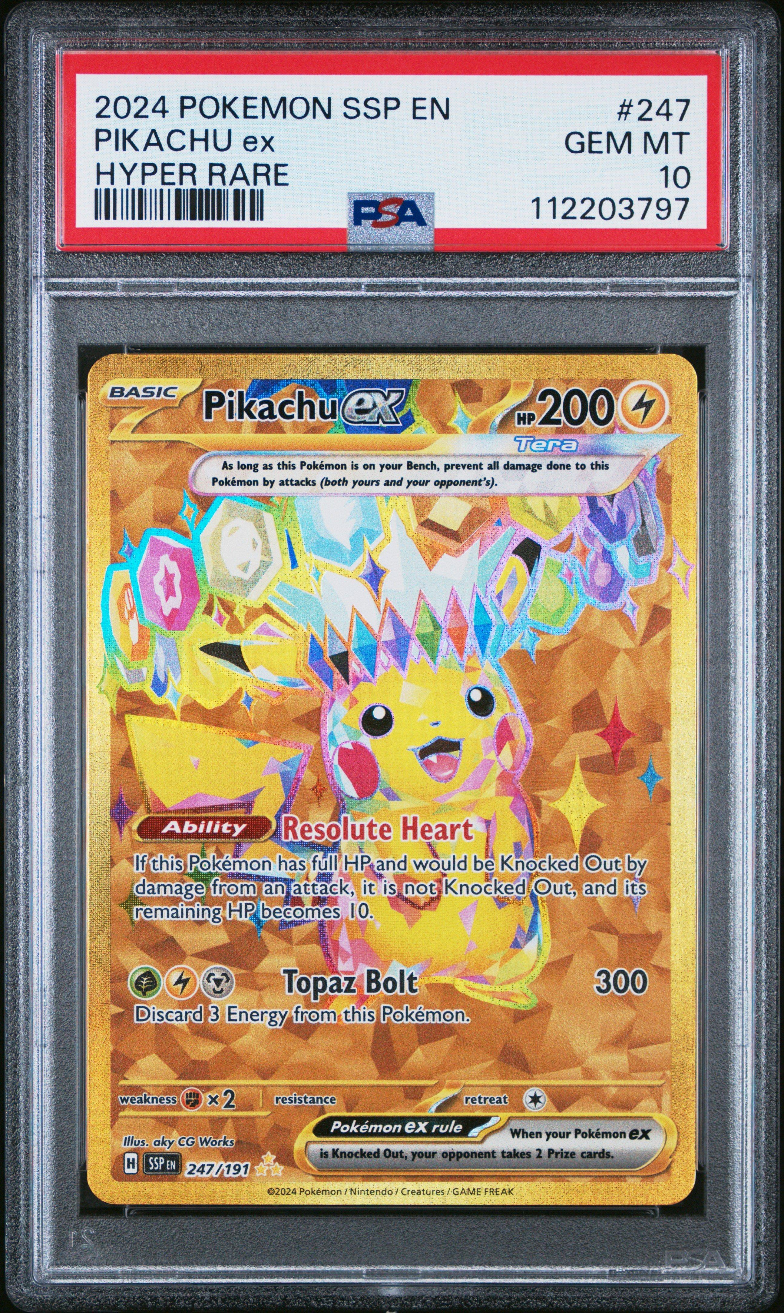 2024 Pokemon Ssp En-surging Sparks 247 Pikachu Ex Hyper Rare PSA