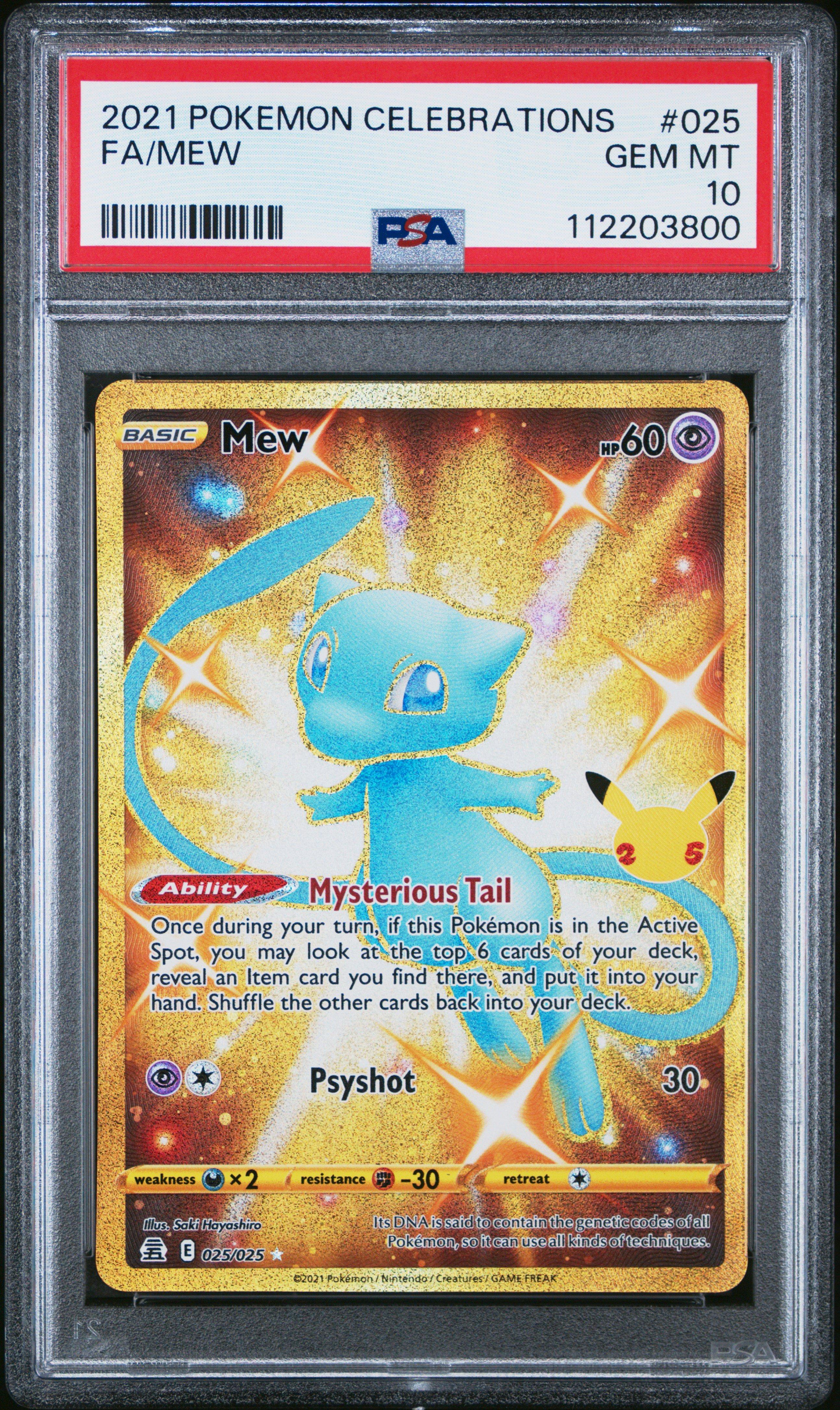 2021 Pokemon Celebrations 025 Full Art/mew PSA 10 Graded Card 