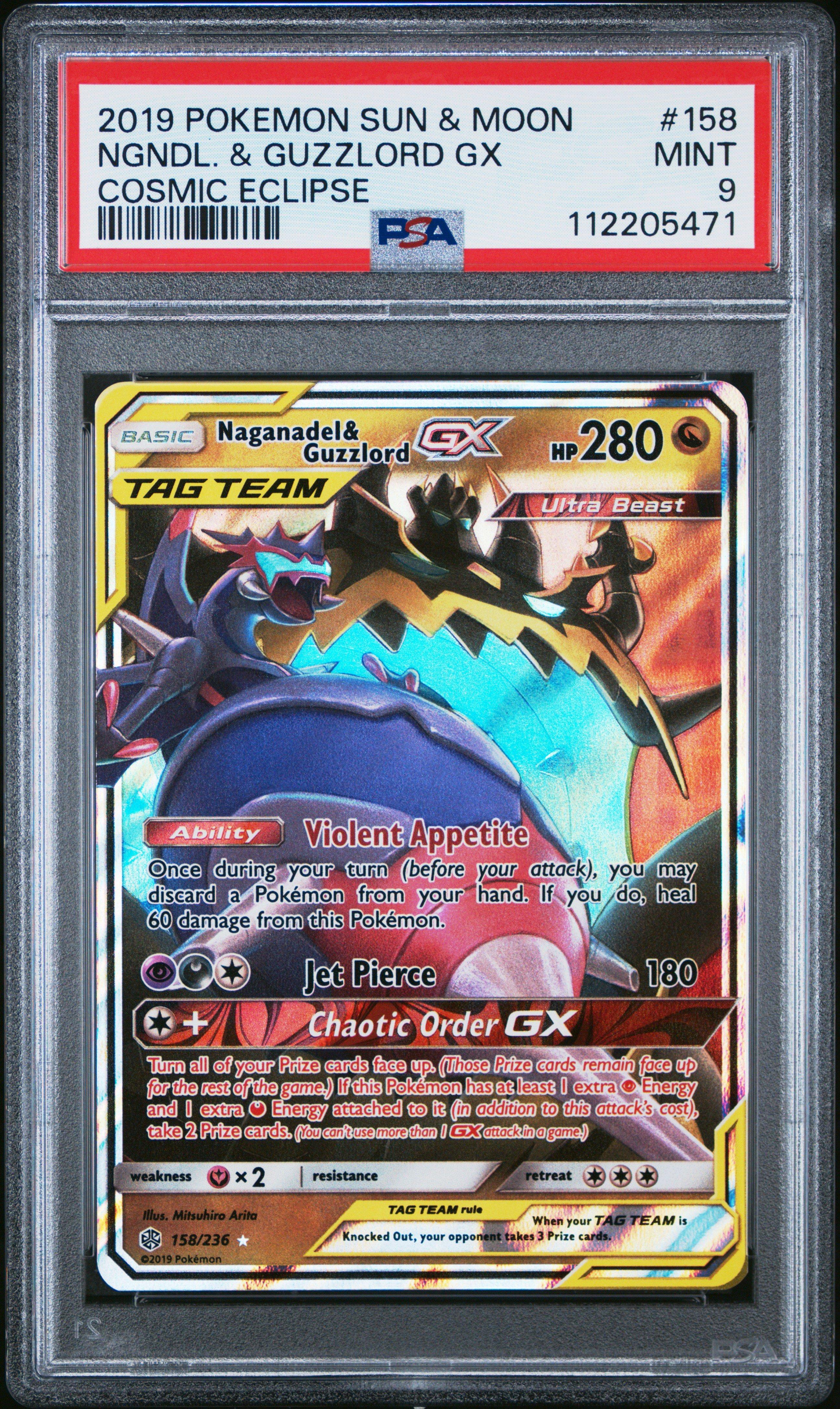 2019 Pokemon Sun & Moon Cosmic Eclipse 158 Naganadel & Guzzlord Gx