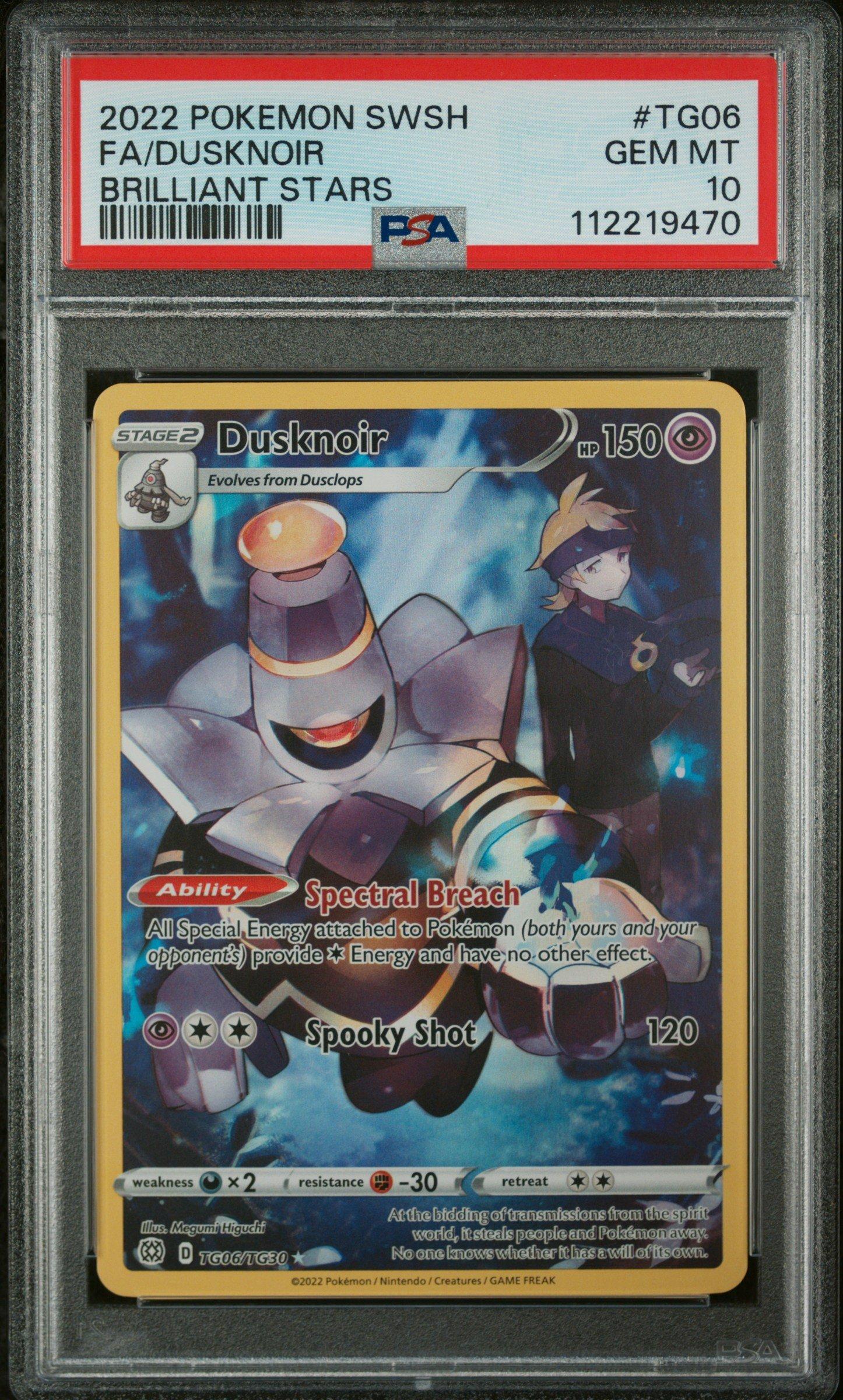 2022 Pokemon Sword & Shield Brilliant Stars Tg06 Full Art/dusknoir PSA