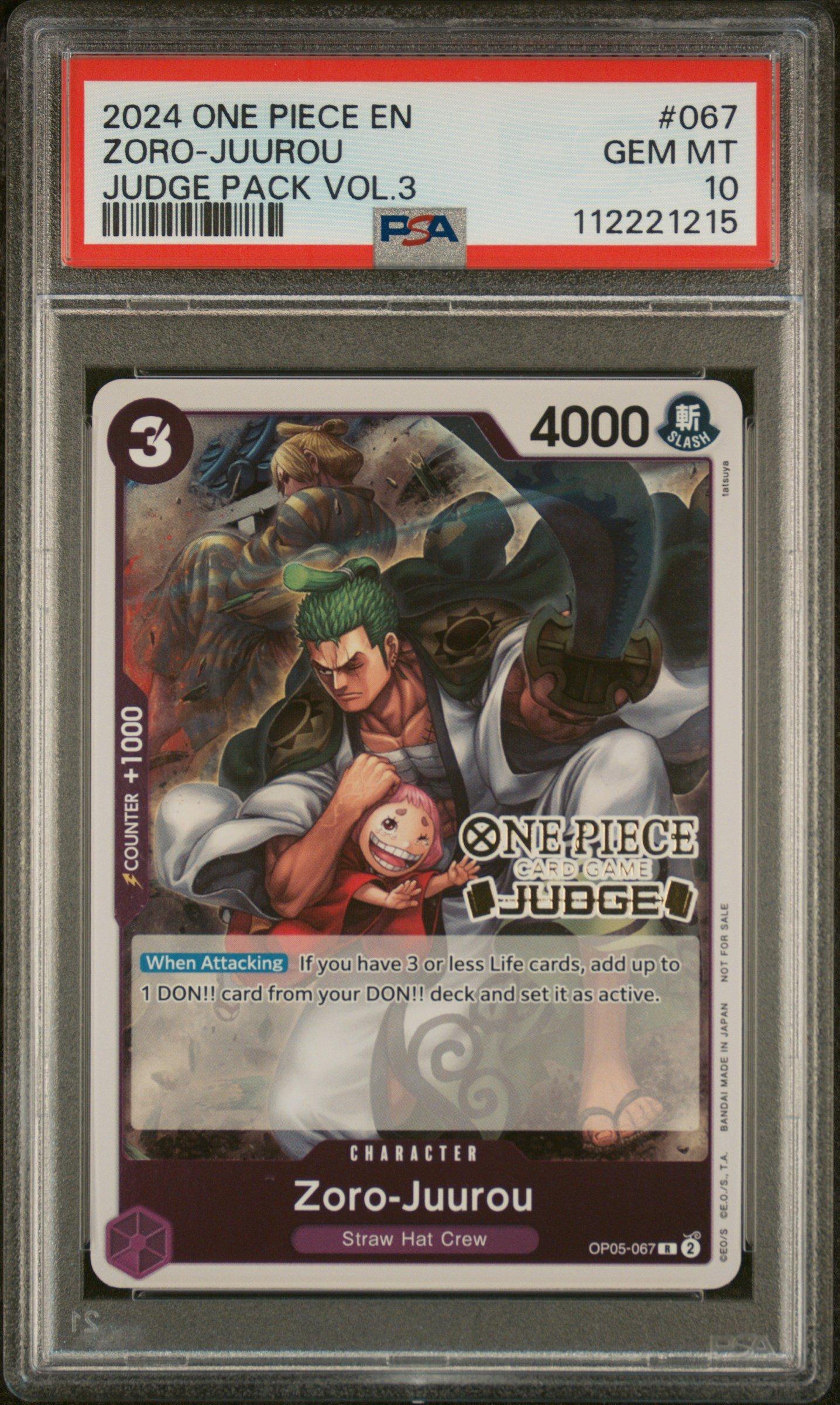 2024 One Piece Judge Pack Volume 3 067 Zoro-juurou PSA 10 Graded