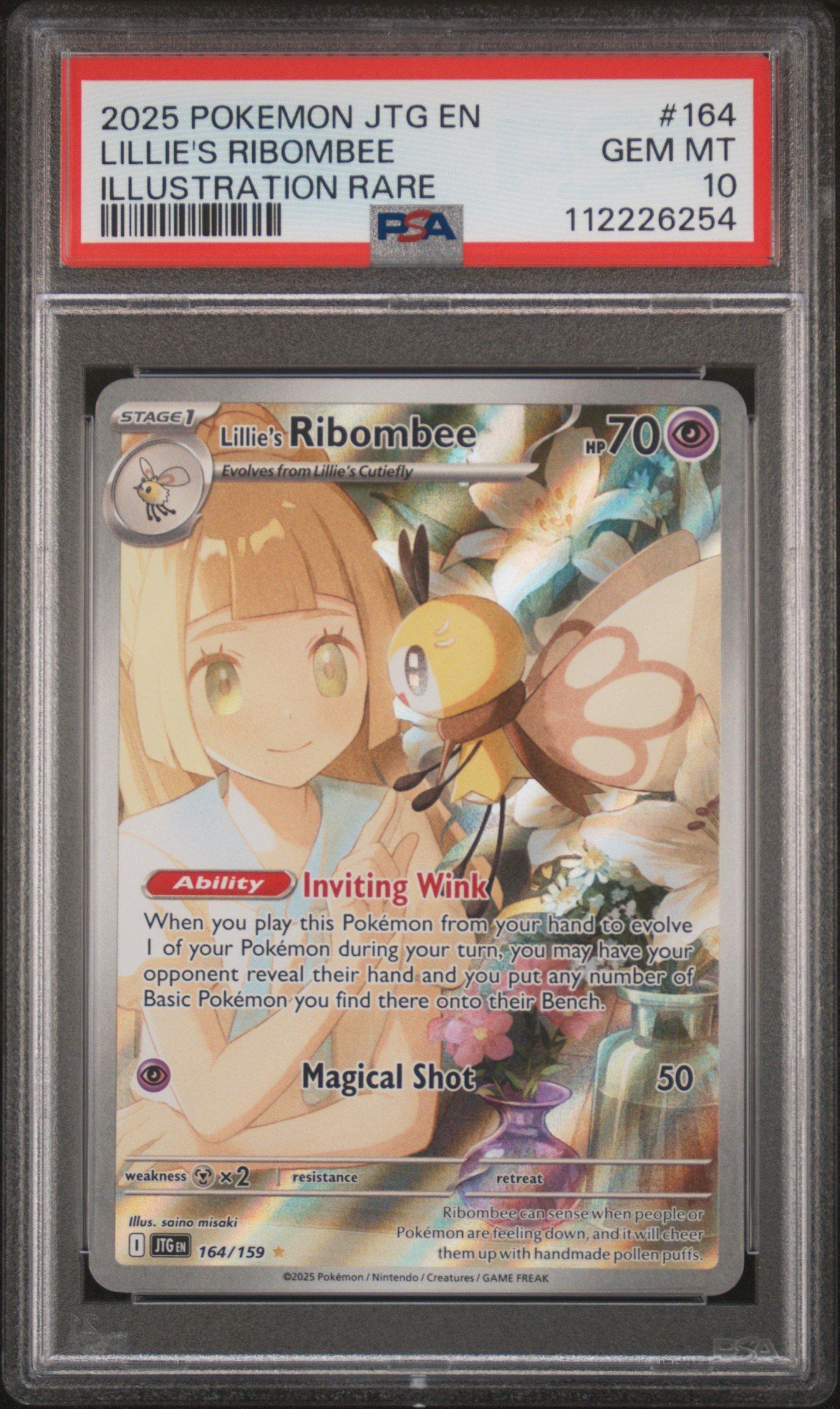 2025 Pokemon Jtg En-journey Together 164 Lillie's Ribombee Illustration Rare PSA