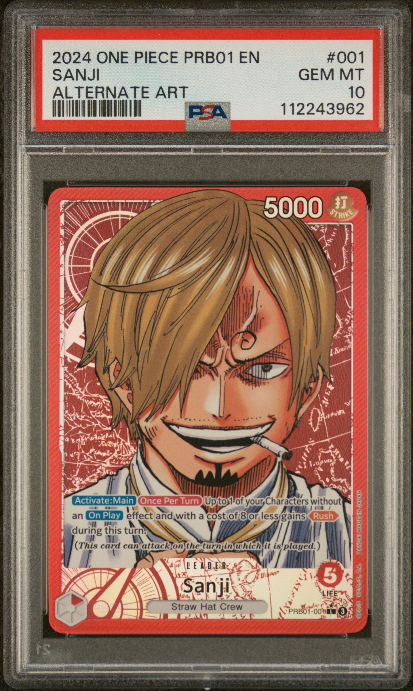 2024 One Piece Prb01-premium Booster -one Piece Card The Best- 001 Sanji Alternate Art PSA 10