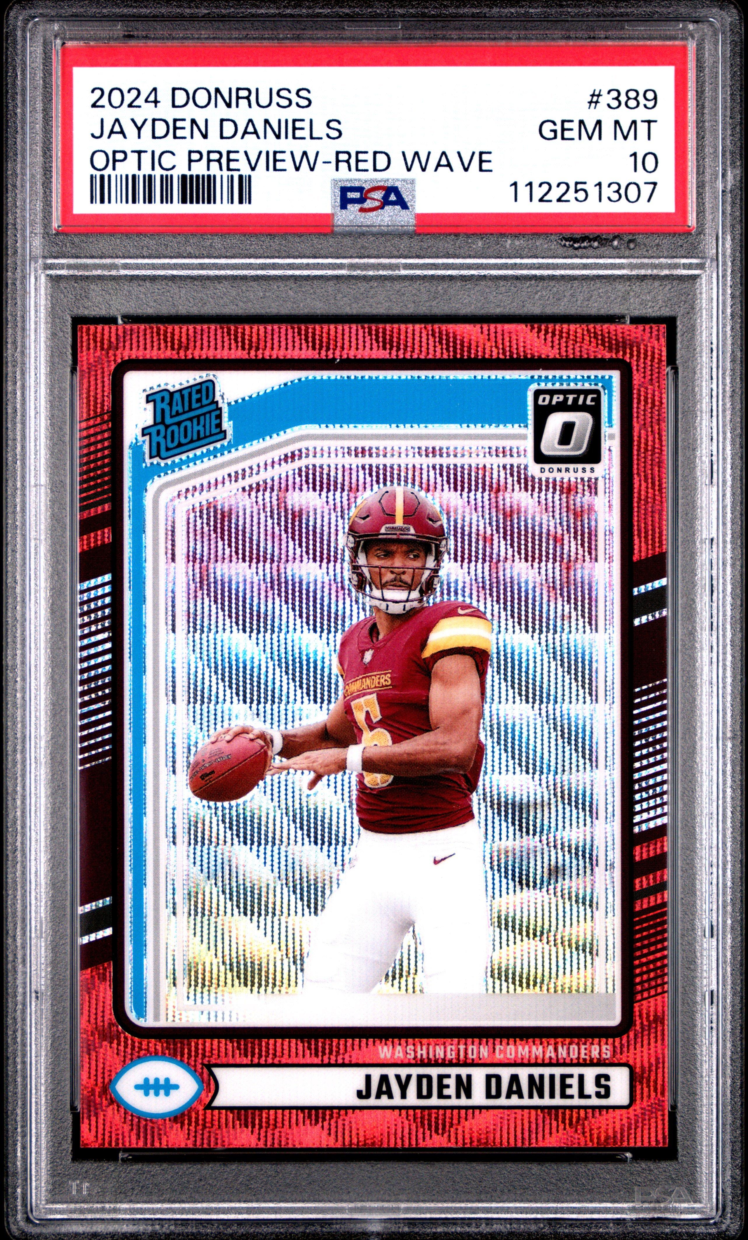 on グラデーションレッド ウィンドブレーカー 2024 Panini Donruss 389 Jayden Daniels Optic Preview-red Wave PSA