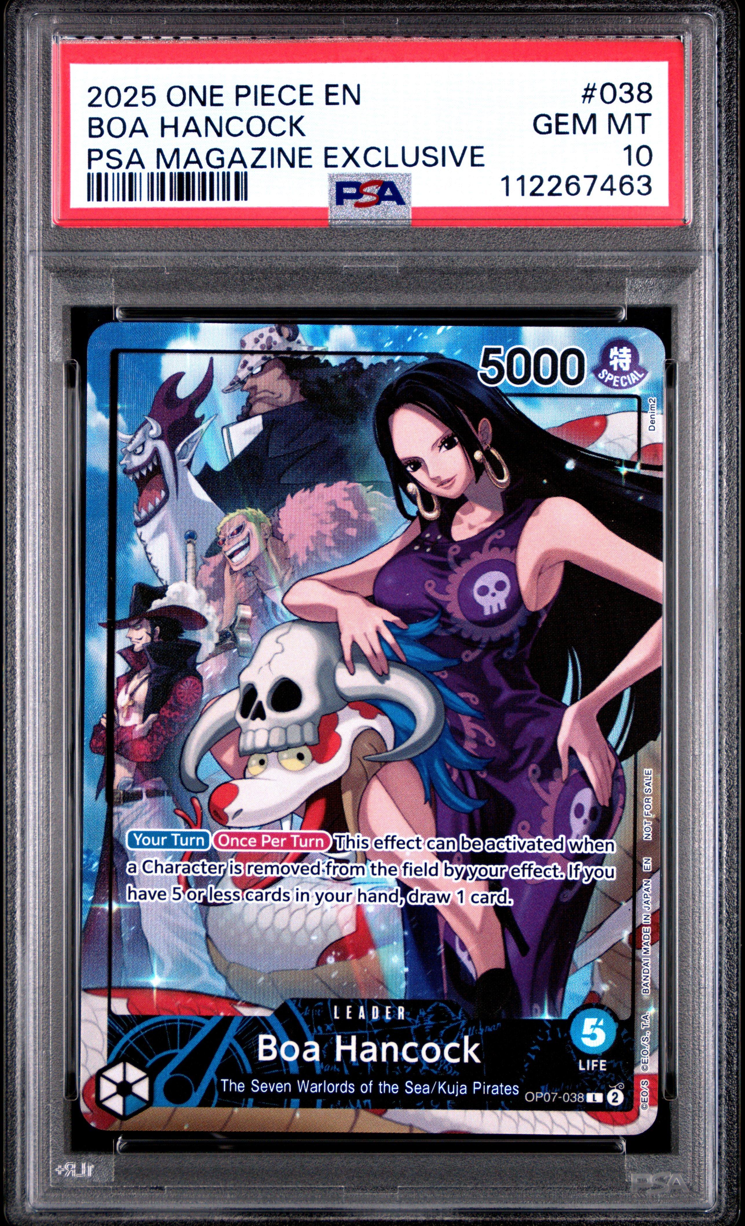 2025 One Piece Promos 038 Boa Hancock Psa Magazine Exclusive PSA 10