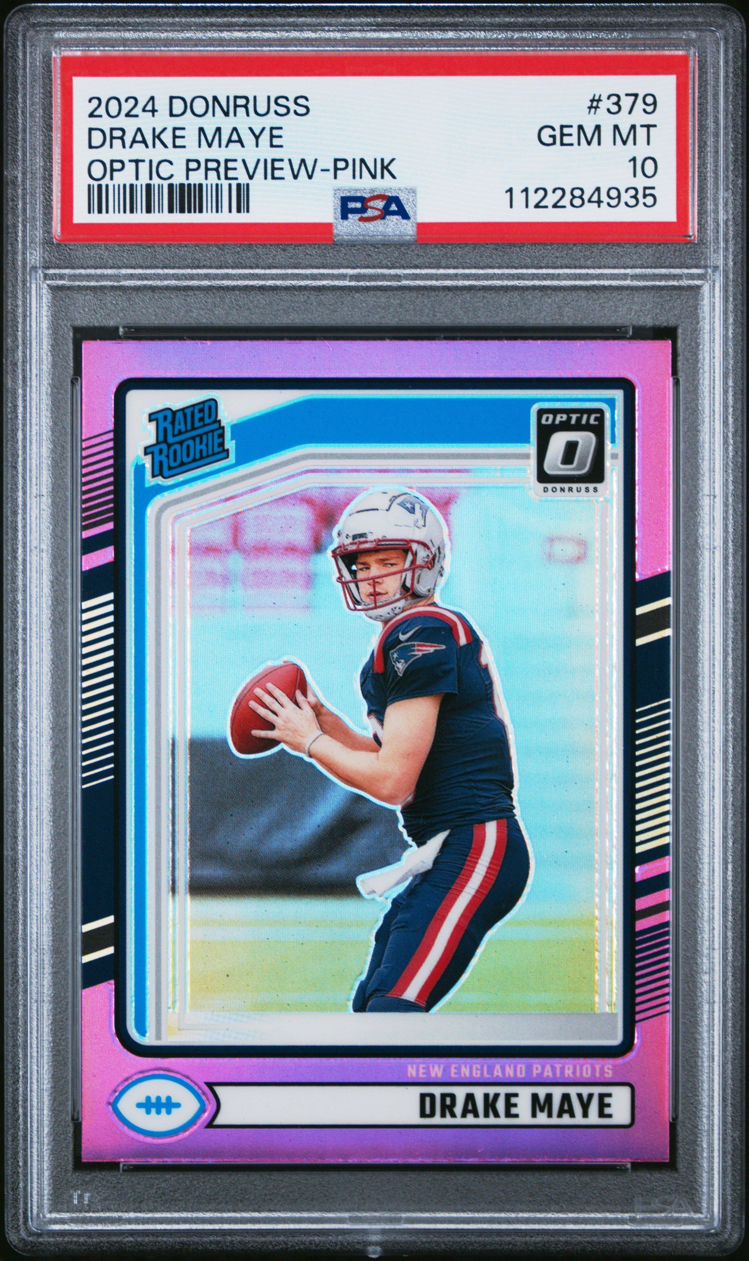 2024 Panini Donruss 379 Drake Maye Optic Preview-pink PSA