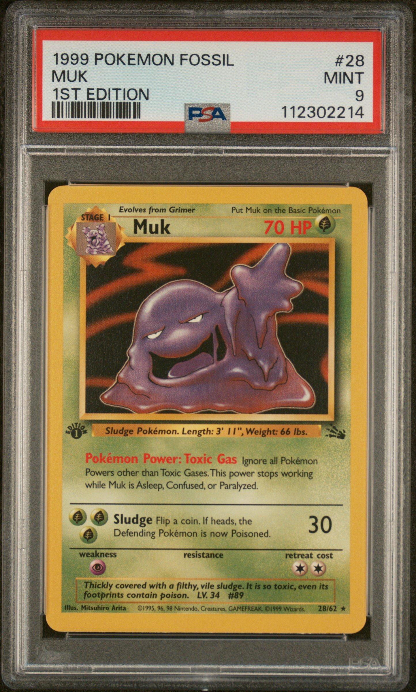 1999 Pokemon Fossil 28 Muk 1st Edition PSA