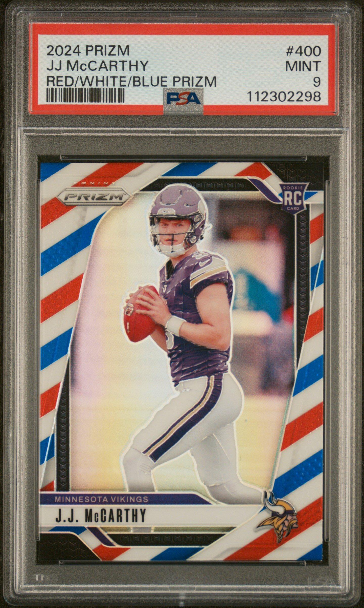 2024 Panini Prizm 400 Jj Mccarthy Red/white/blue Prizm PSA 9