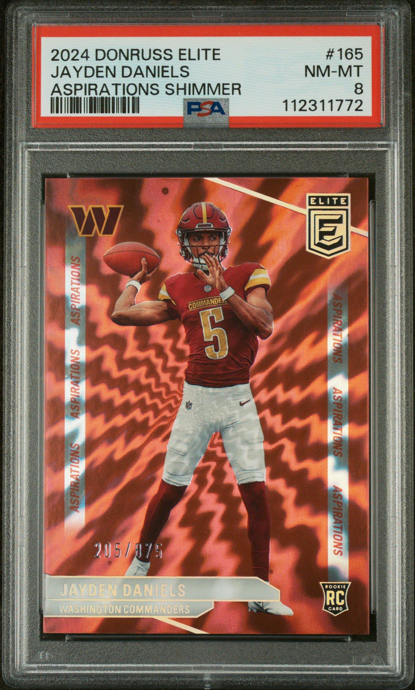 2024 Panini Donruss Elite 165 Jayden Daniels Aspirations Shimmer PSA 8