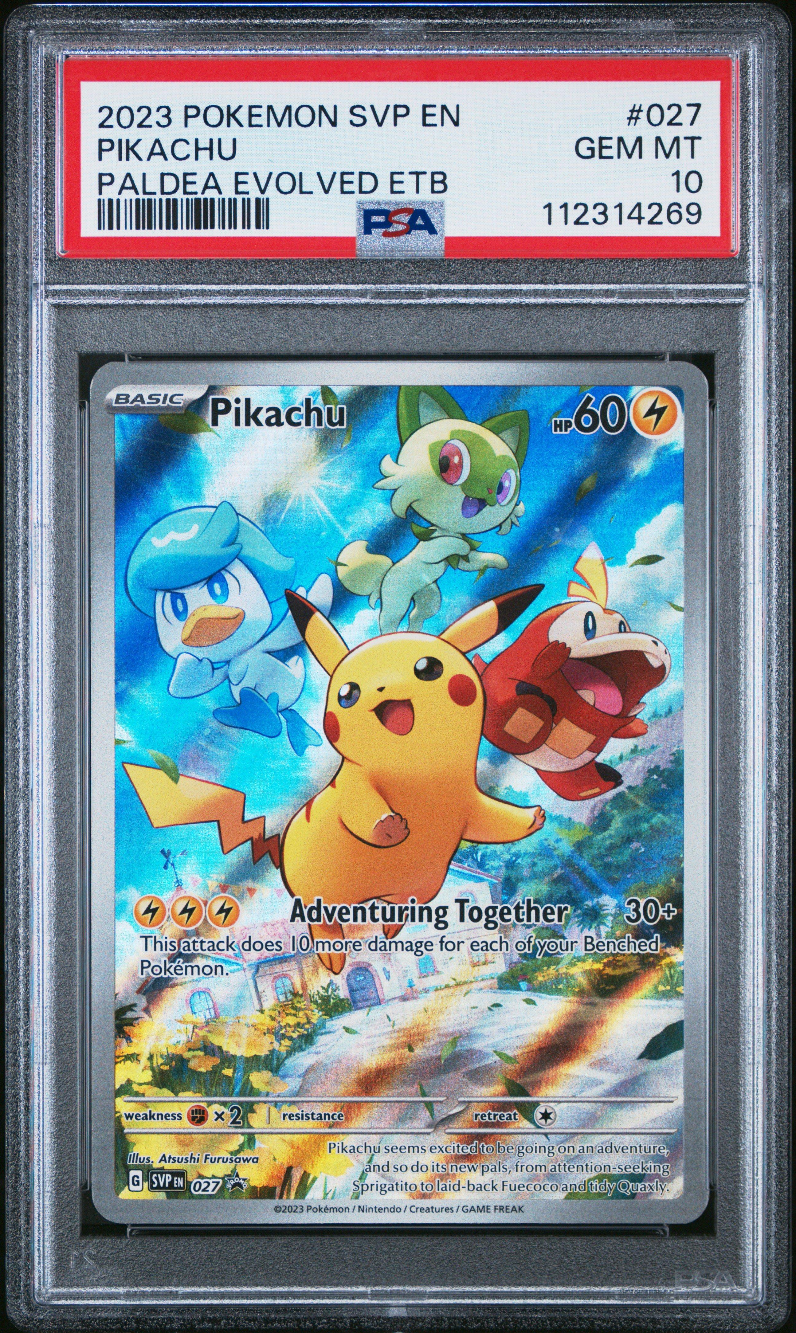 2023 Pokemon Svp En-sv Black Star Promo 027 Pikachu Paldea Evolved Elite  Trainer Box PSA 10 Graded Card | GameStop