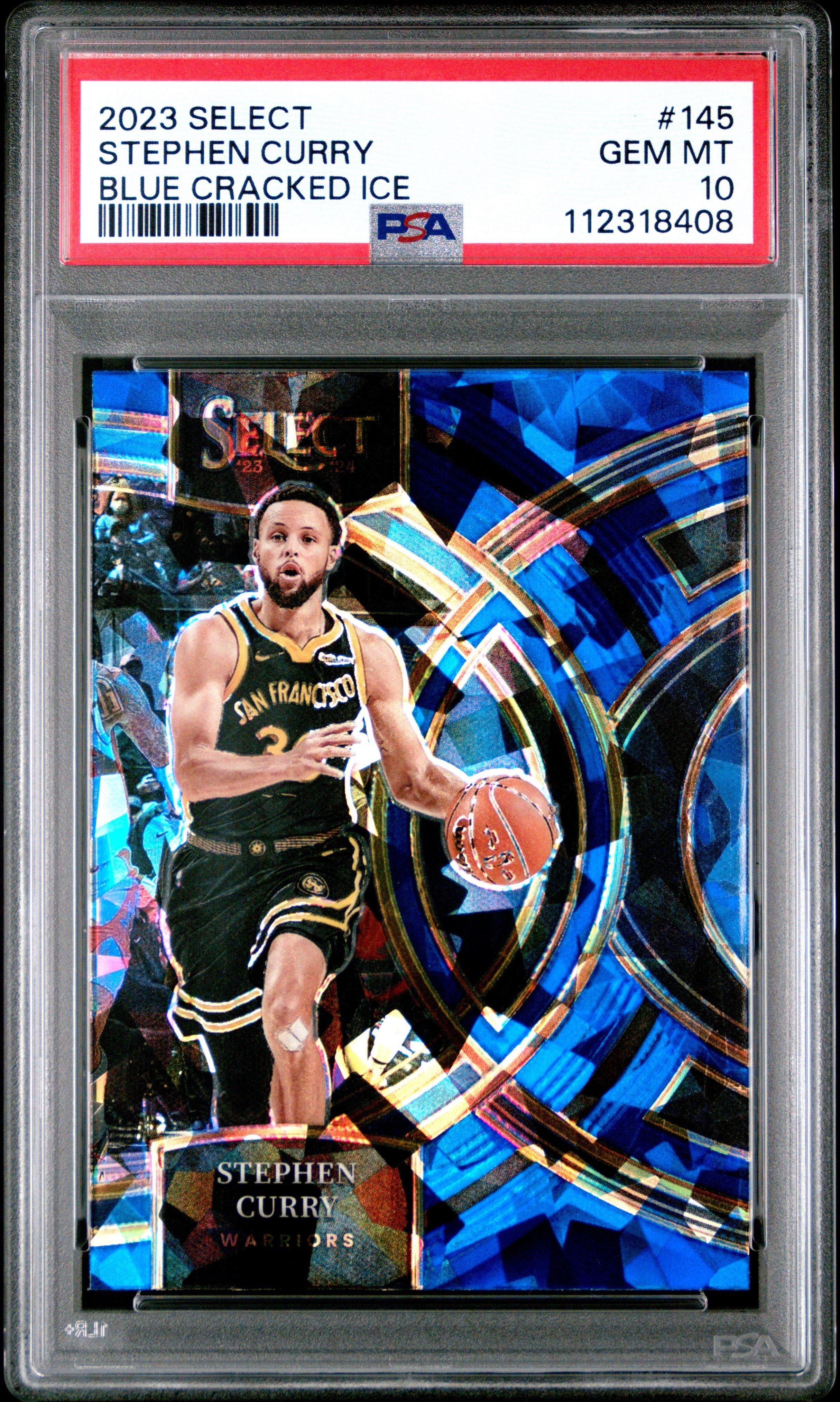 2023 Panini Select 145 Stephen Curry Blue Cracked Ice PSA 10