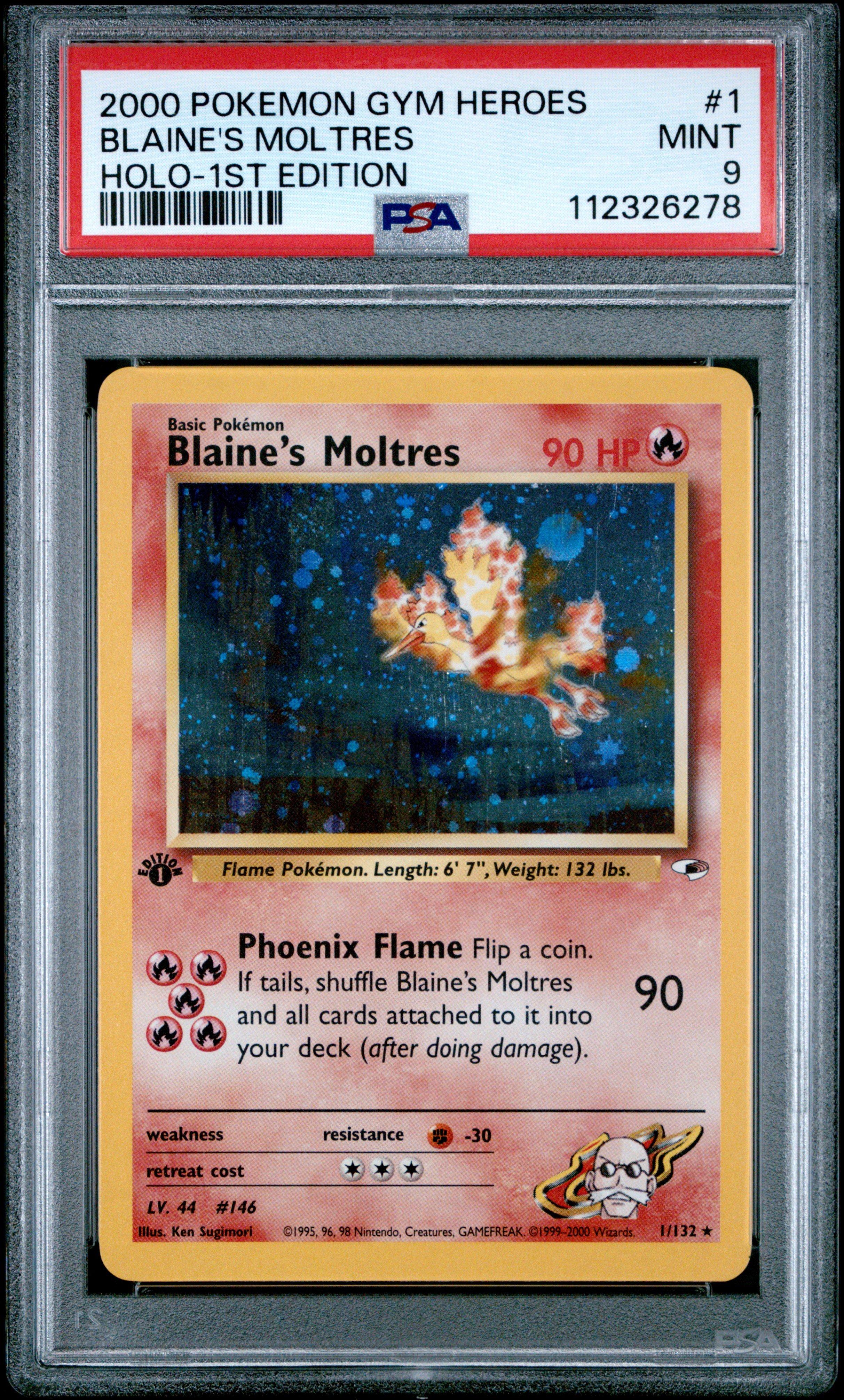 2000 Pokemon Gym Heroes 1 Blaine's Moltres Holo-1st Edition PSA