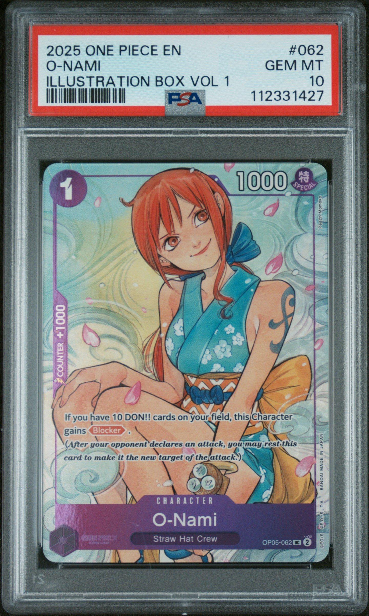 2025 One Piece Promos 062 O-nami Illustration Box Vol 1 PSA 10